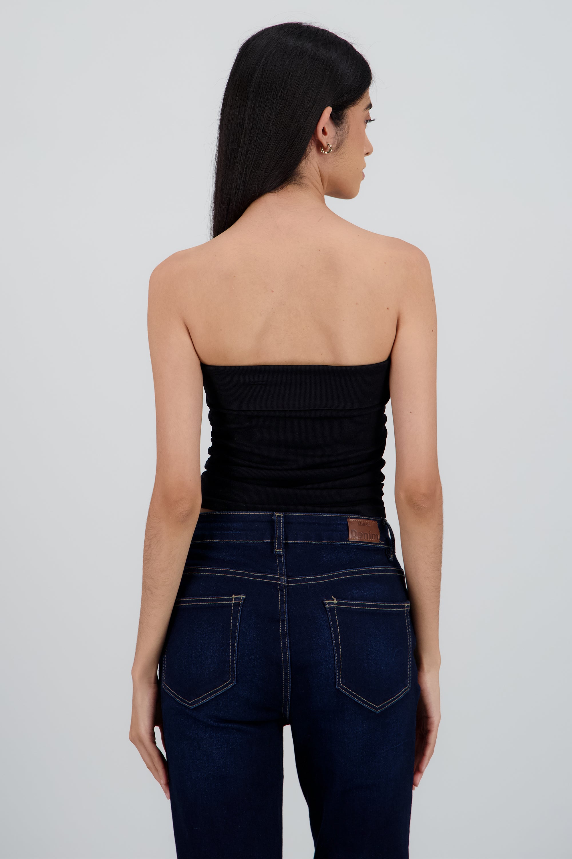 Top tubo seamless drapeado costados NEGRO