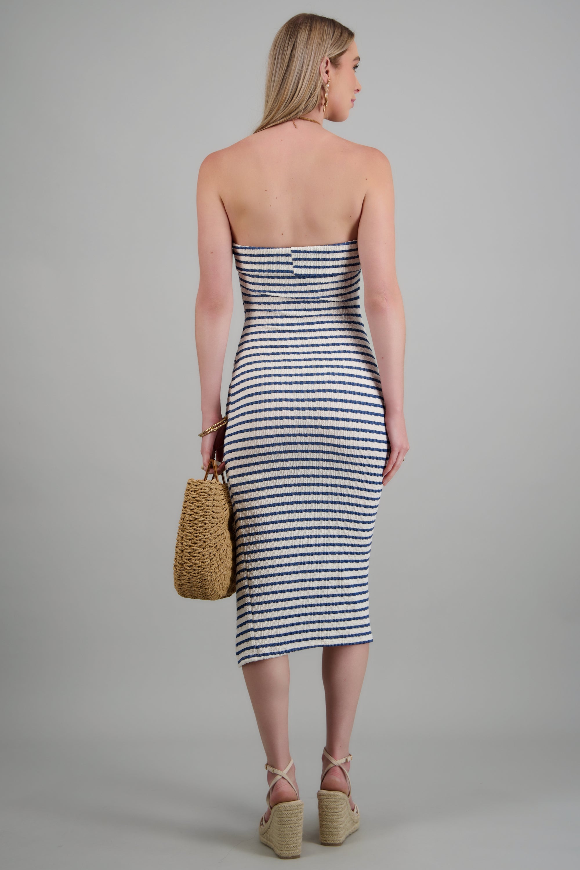 Vestido strapless rayas MARINO