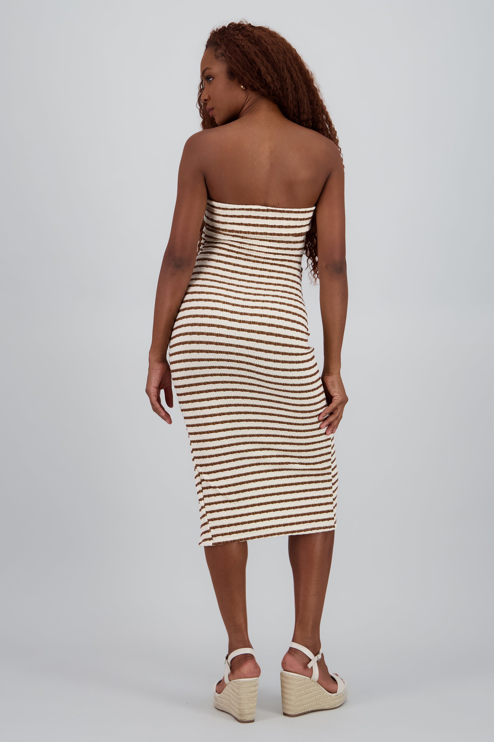 Vestido strapless rayas CAFE
