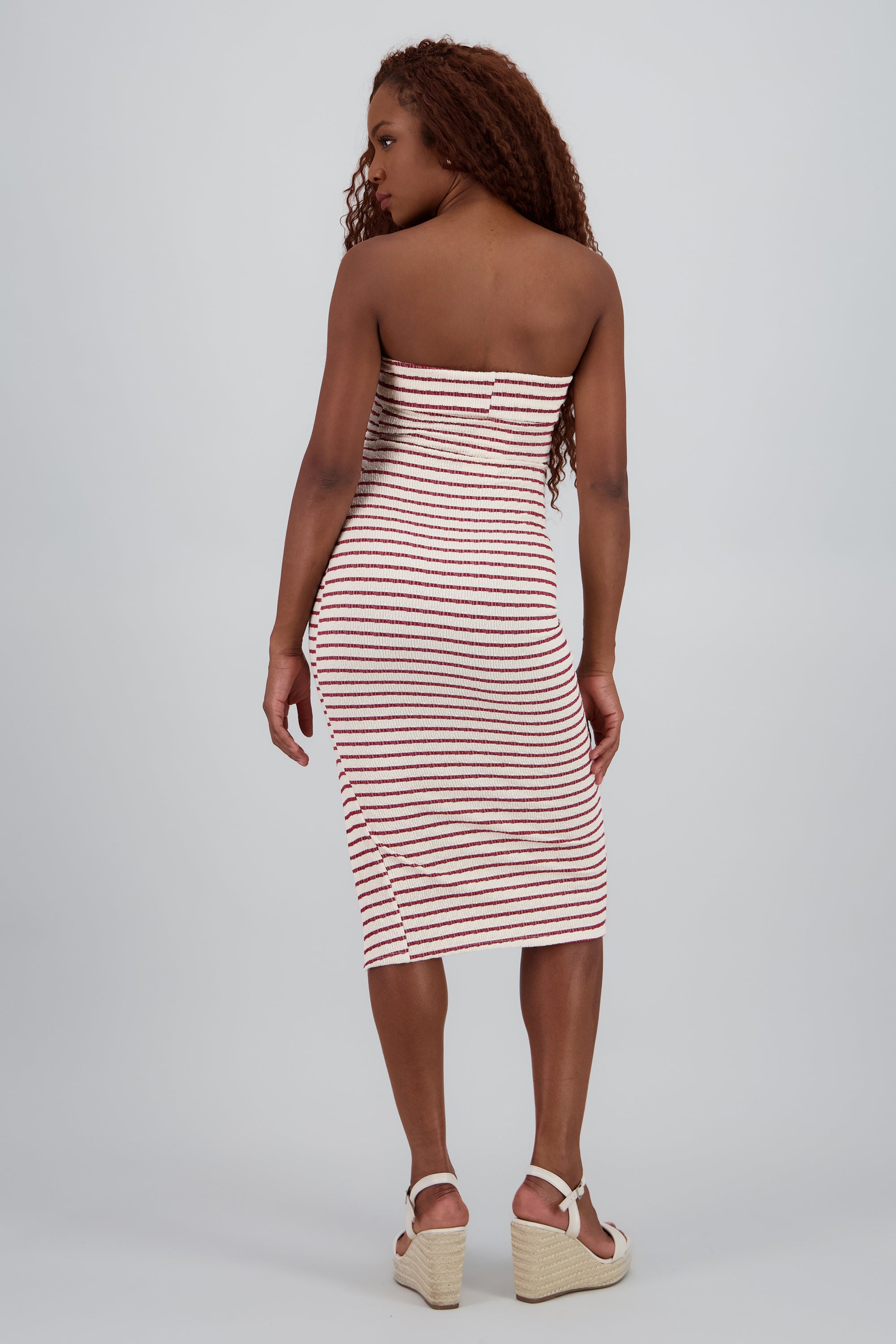 Vestido strapless rayas VINO