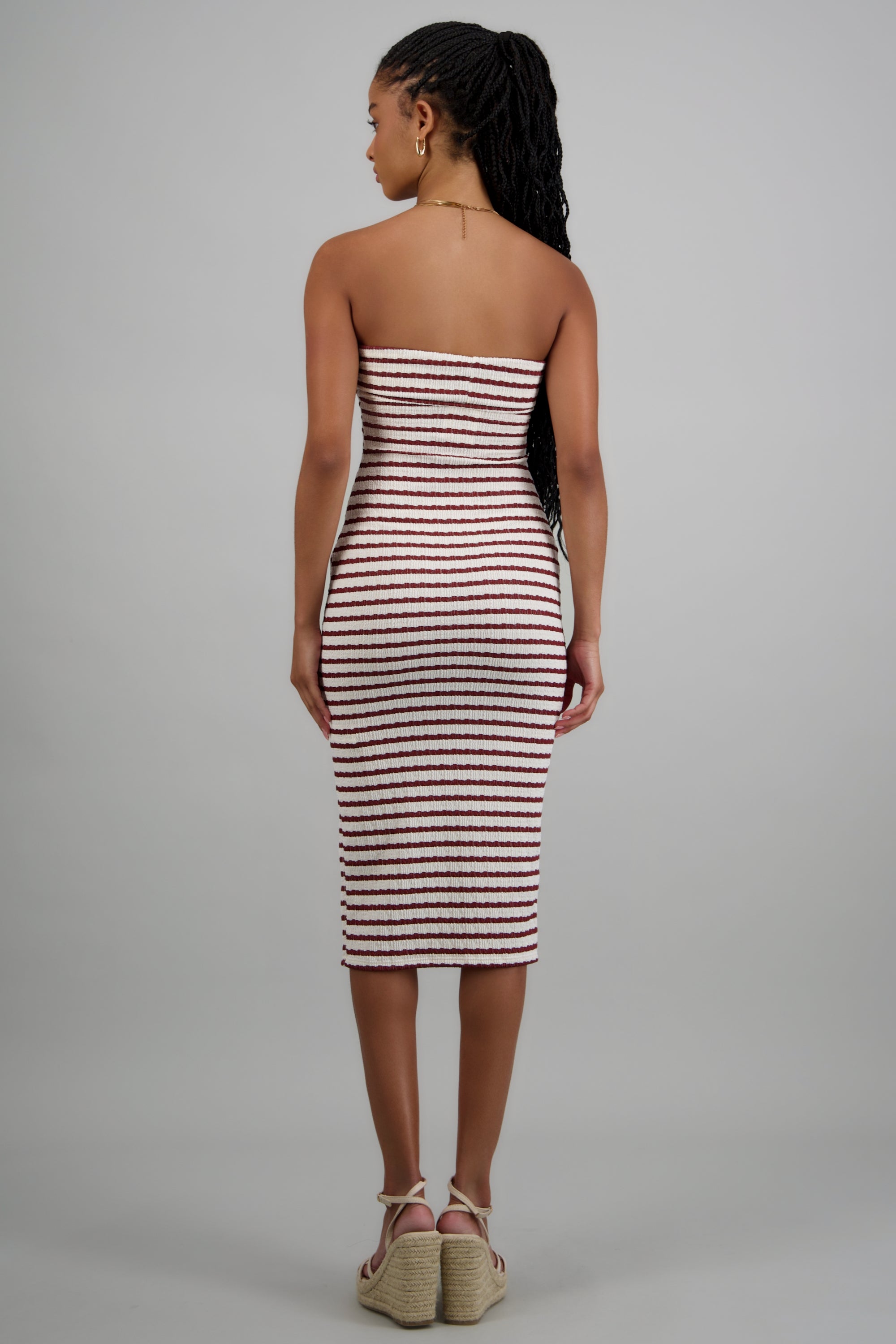 Vestido strapless rayas VINO COMBO