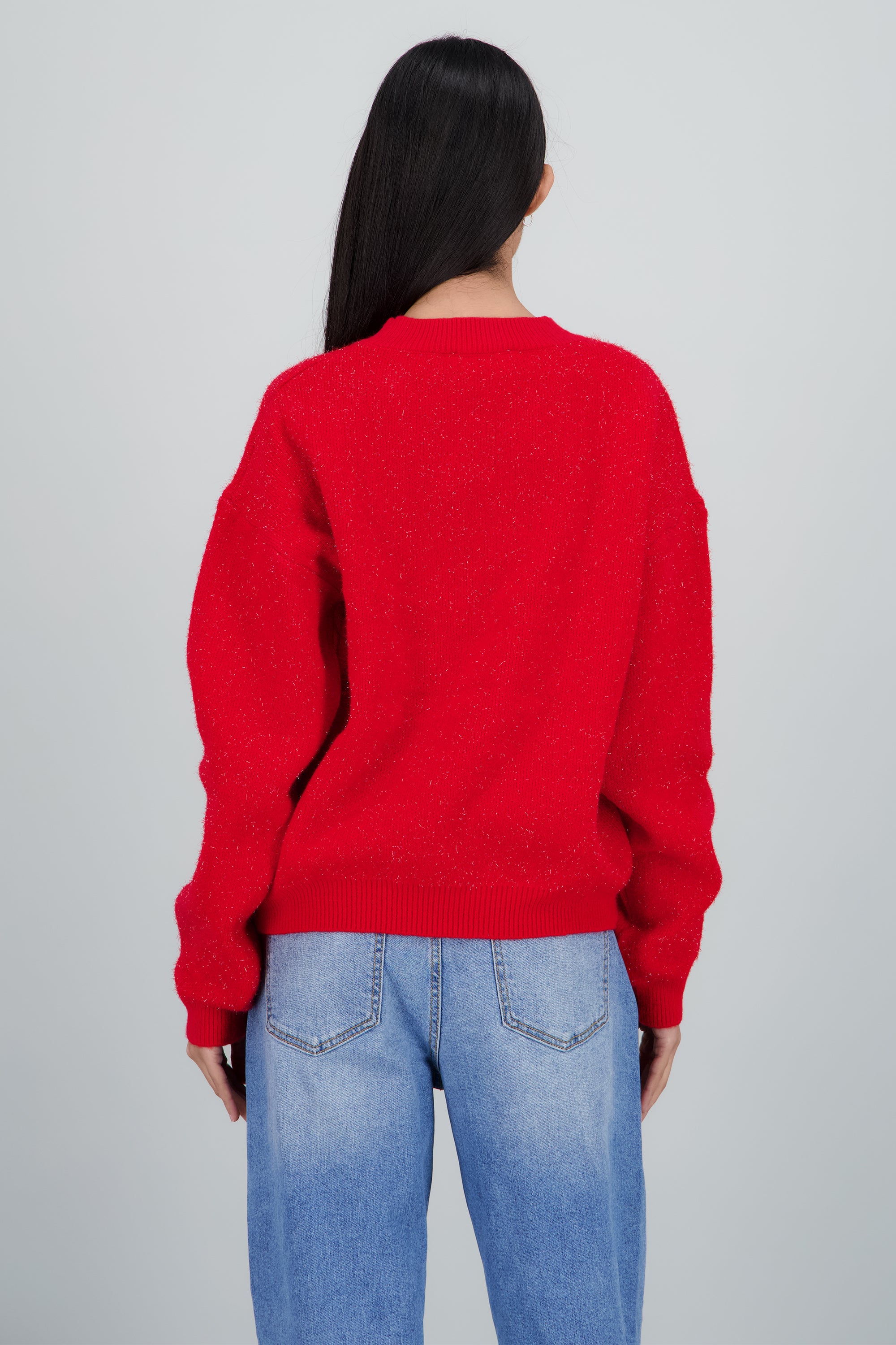 Sueter liso con lurex ROJO