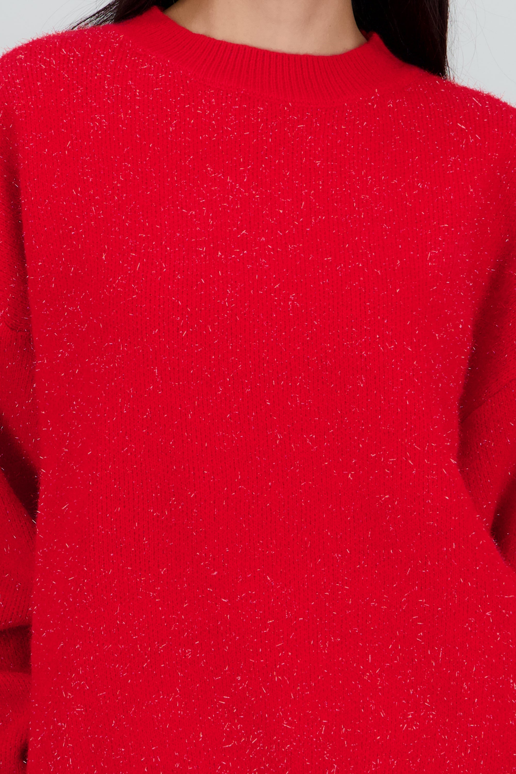 Sueter liso con lurex ROJO