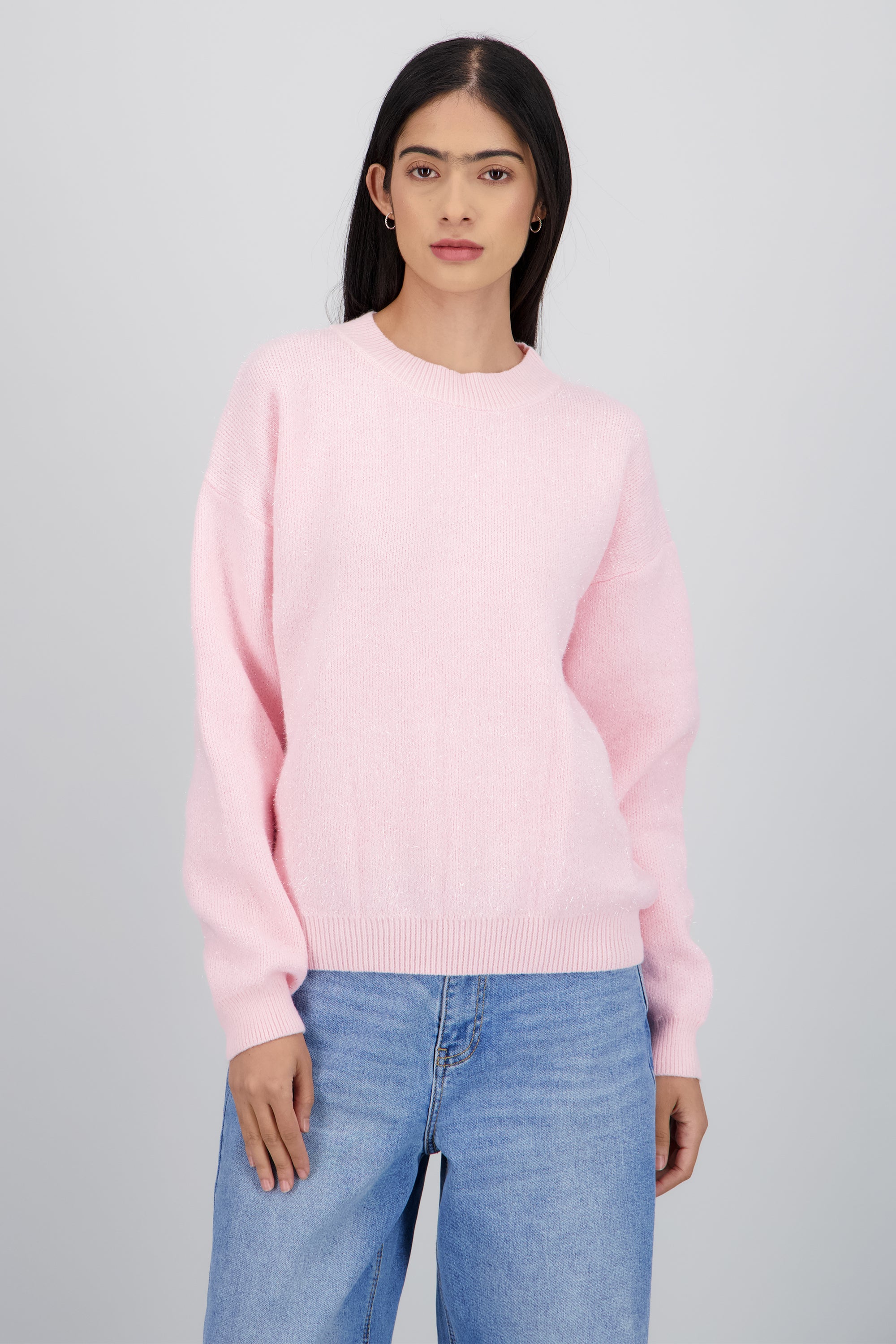 Sueter liso con lurex PALO DE ROSA