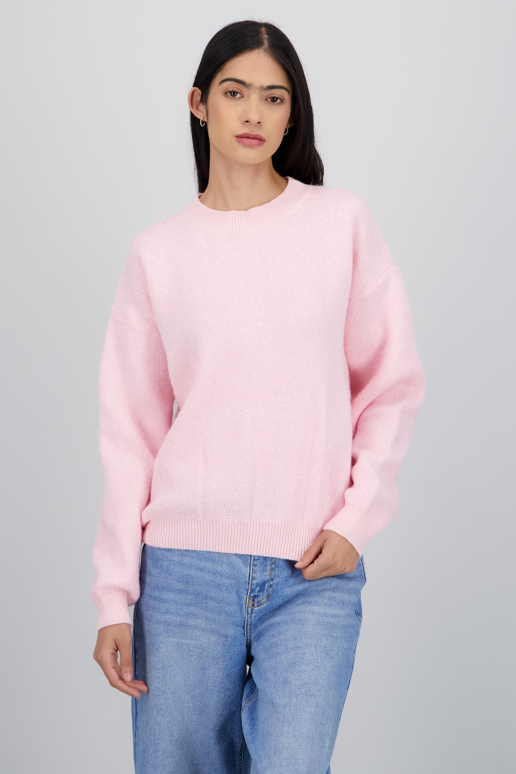 Sueter liso con lurex PALO DE ROSA
