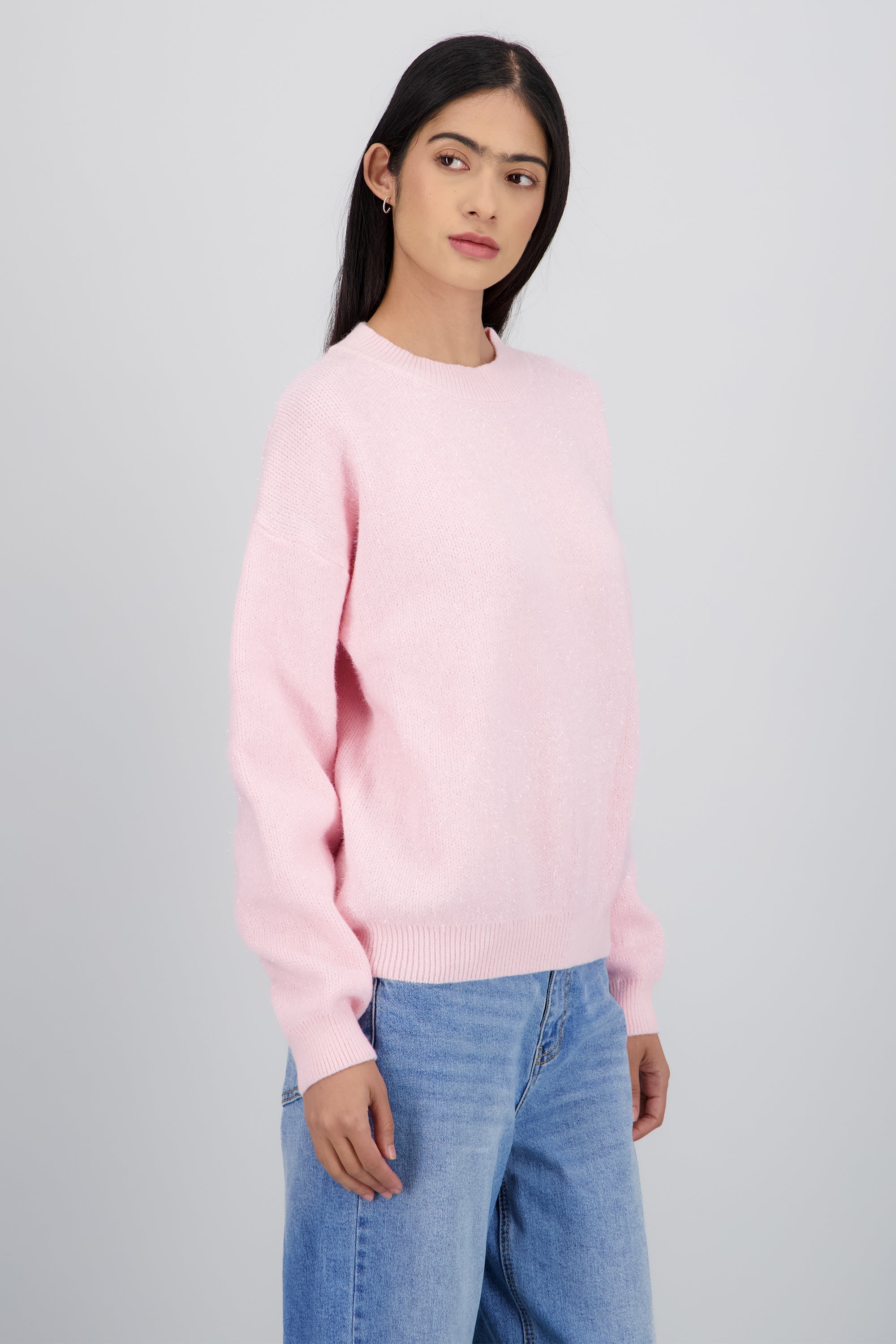Sueter liso con lurex PALO DE ROSA