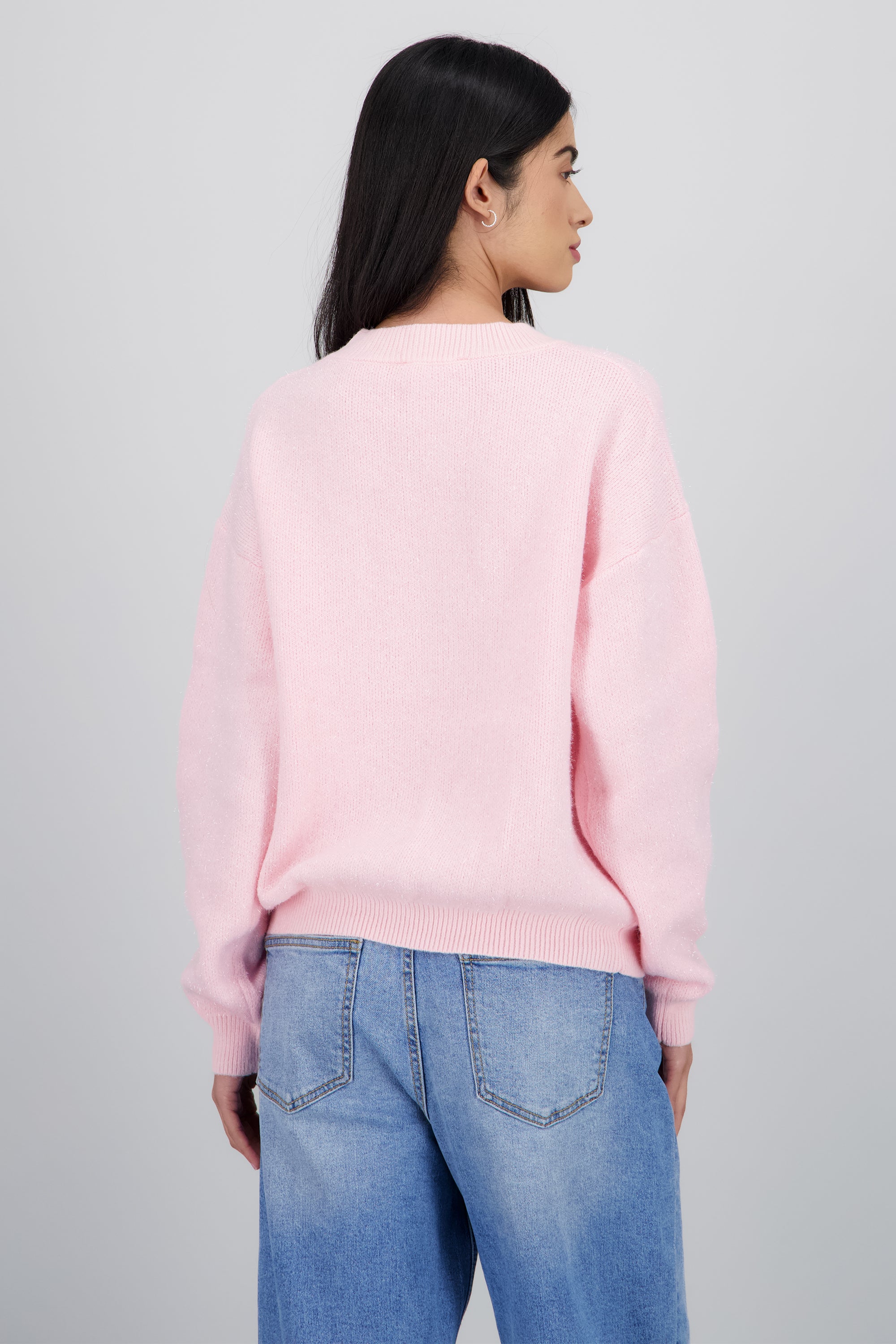 Sueter liso con lurex PALO DE ROSA