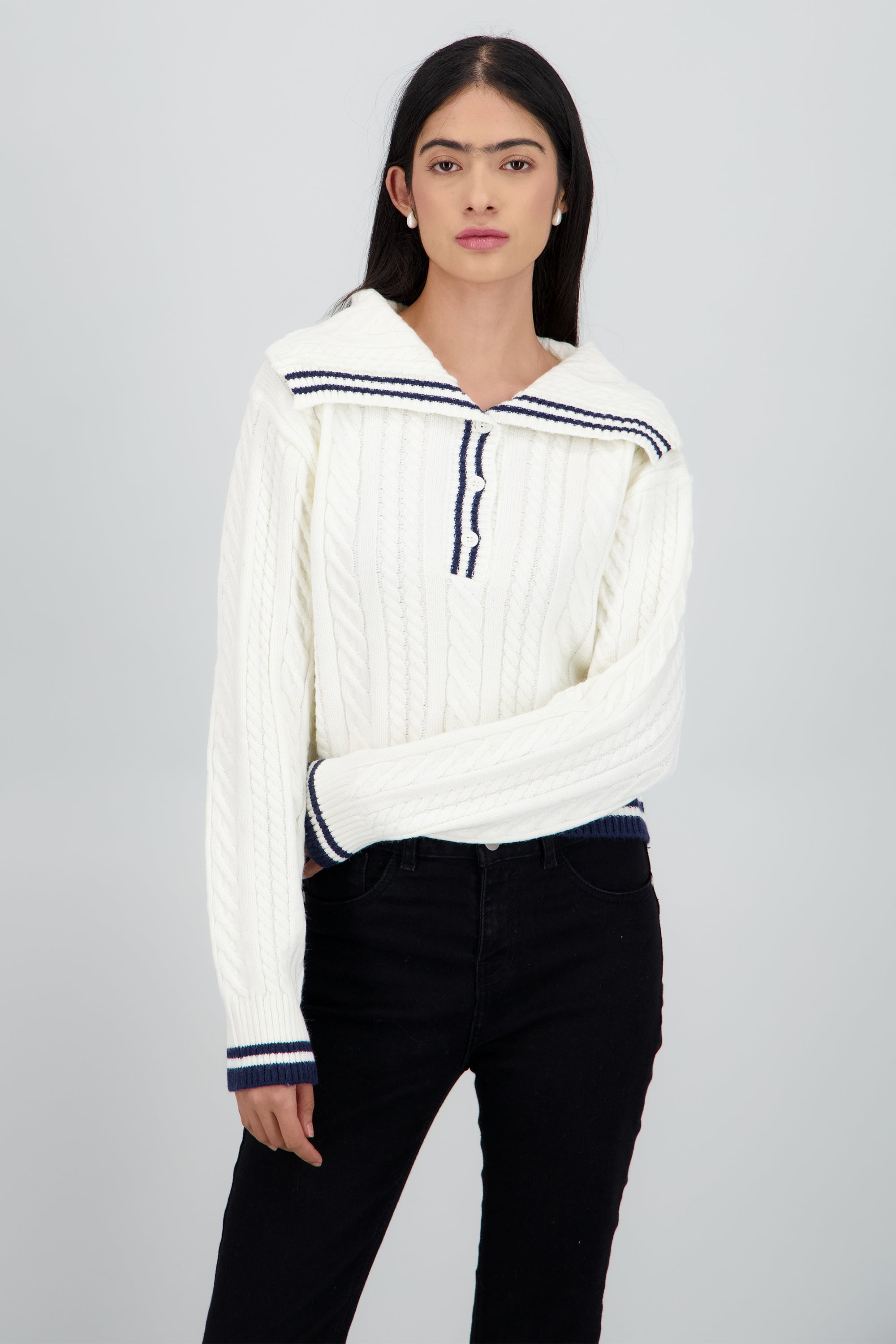 Sueter contraste liso MARINO COMBO