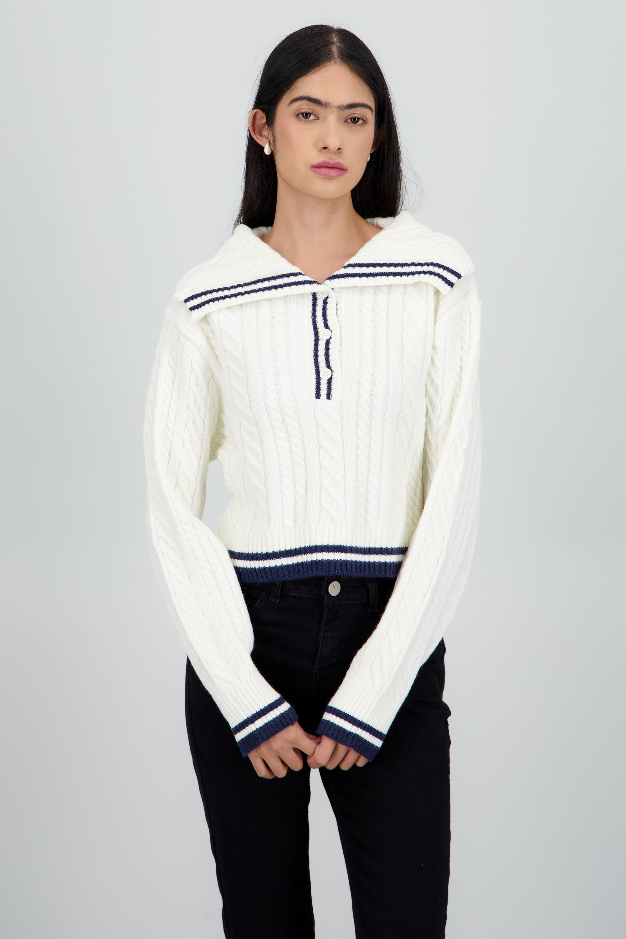 Sueter contraste liso MARINO COMBO