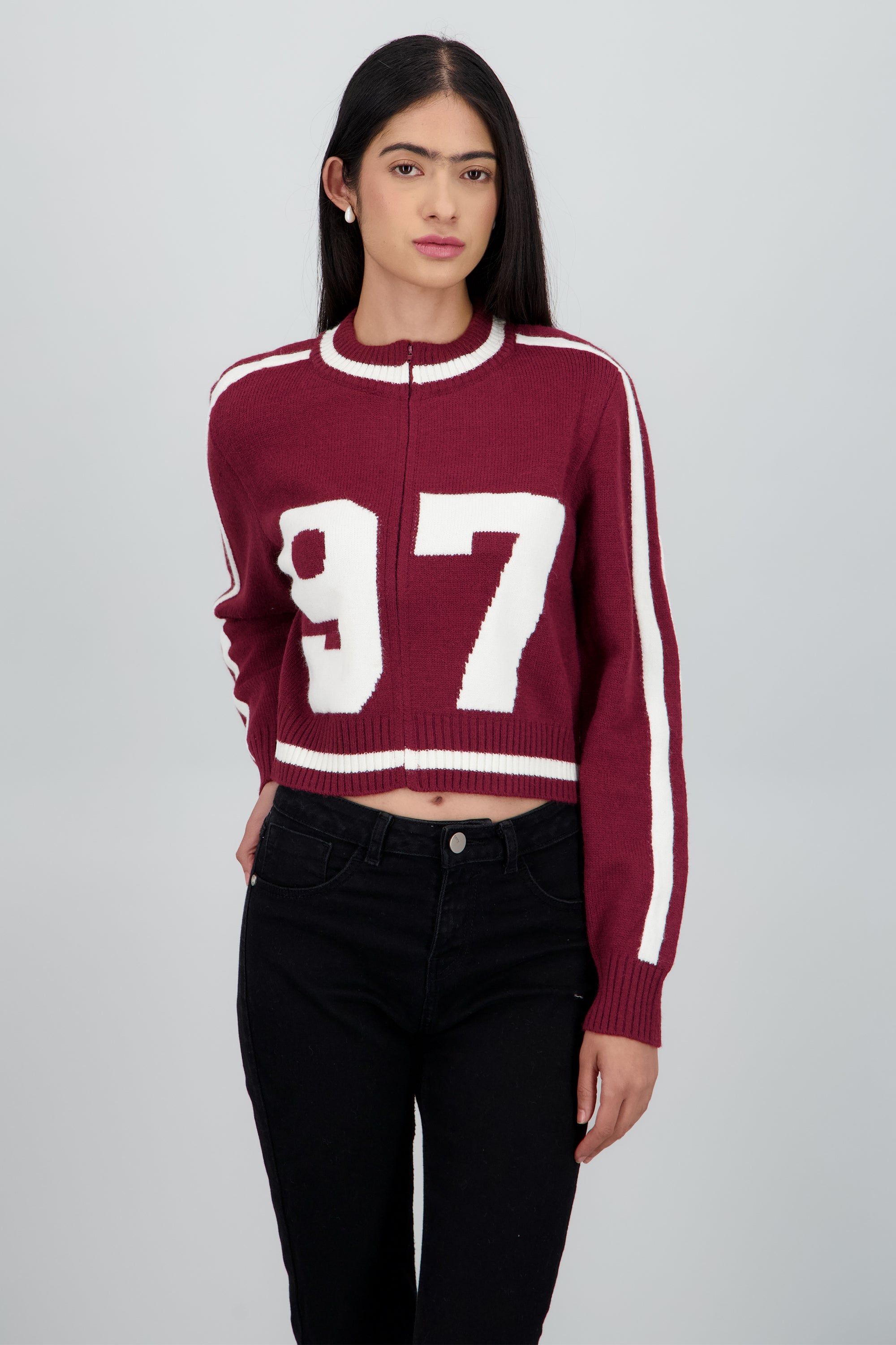 Cardigan con numero contraste VINO COMBO