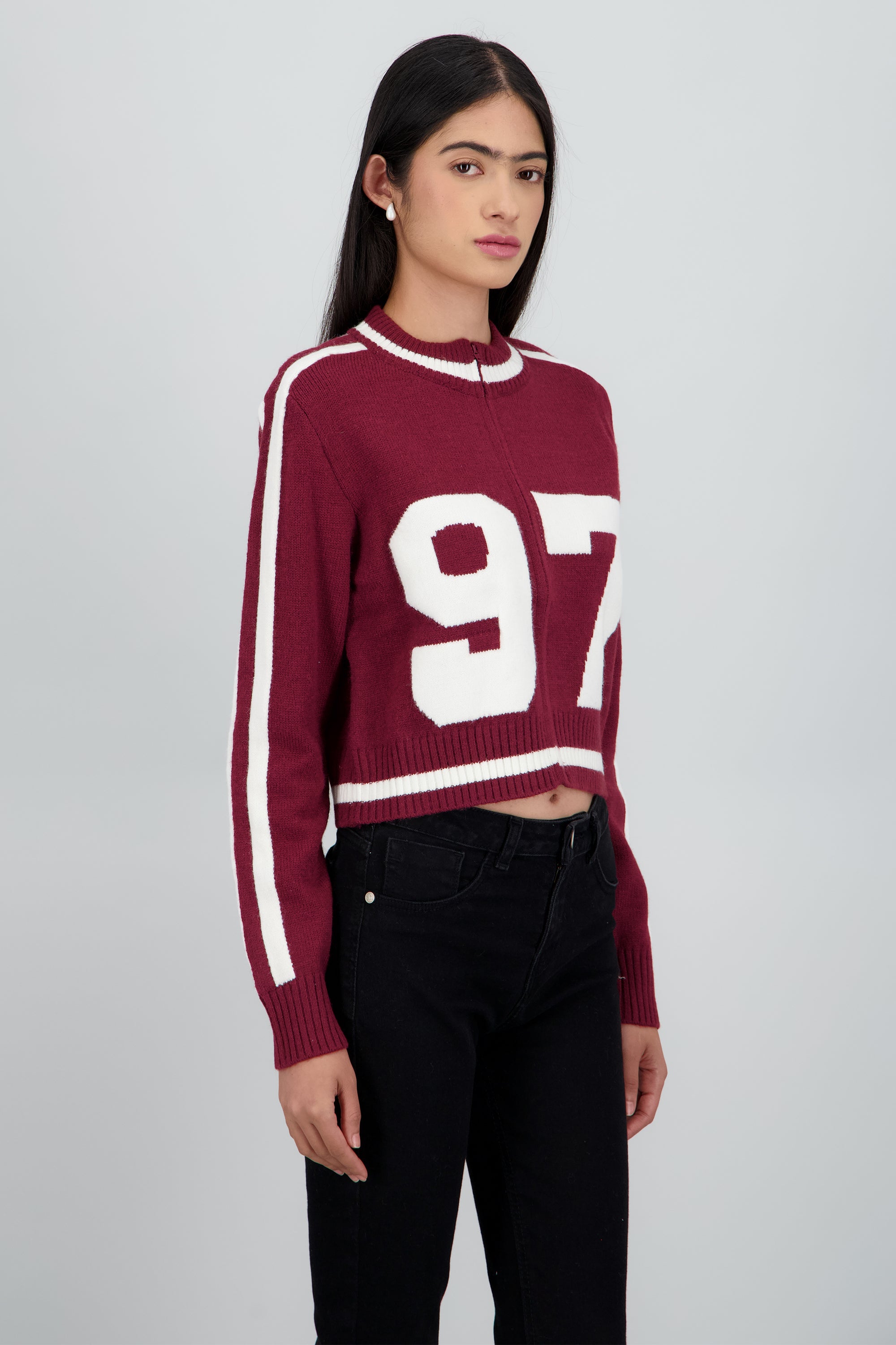 Cardigan con numero contraste VINO COMBO