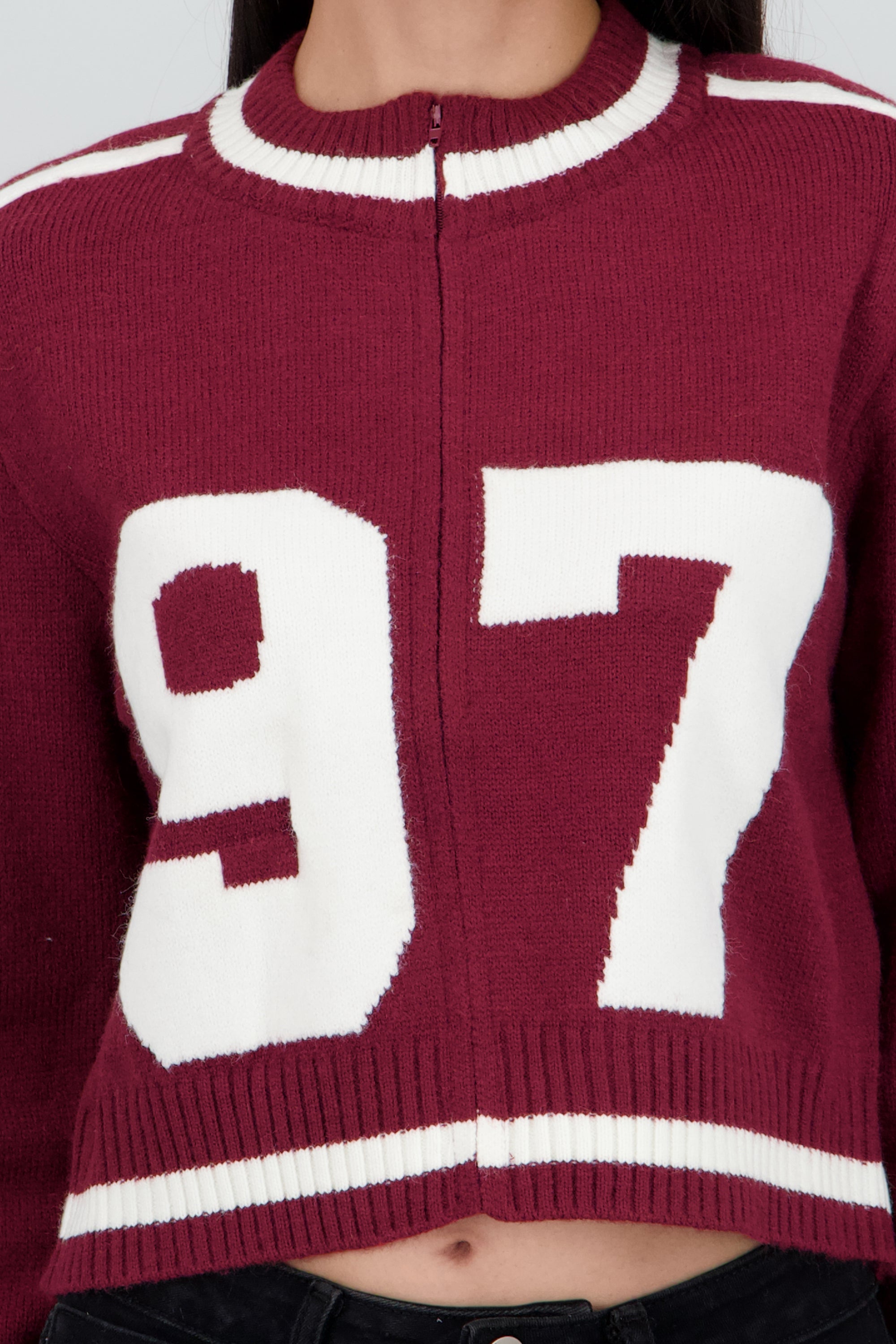 Cardigan con numero contraste VINO COMBO