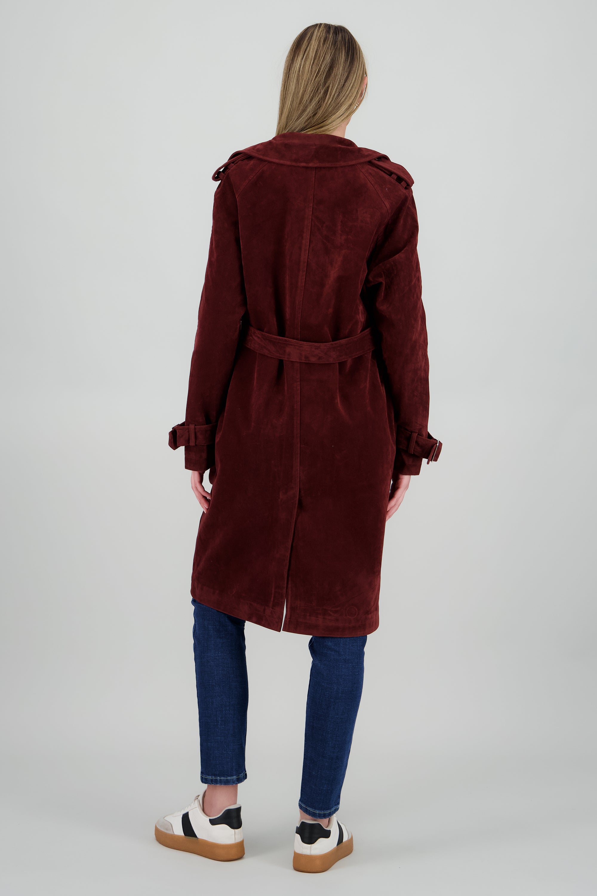 Gabardina larga suede CIRUELA