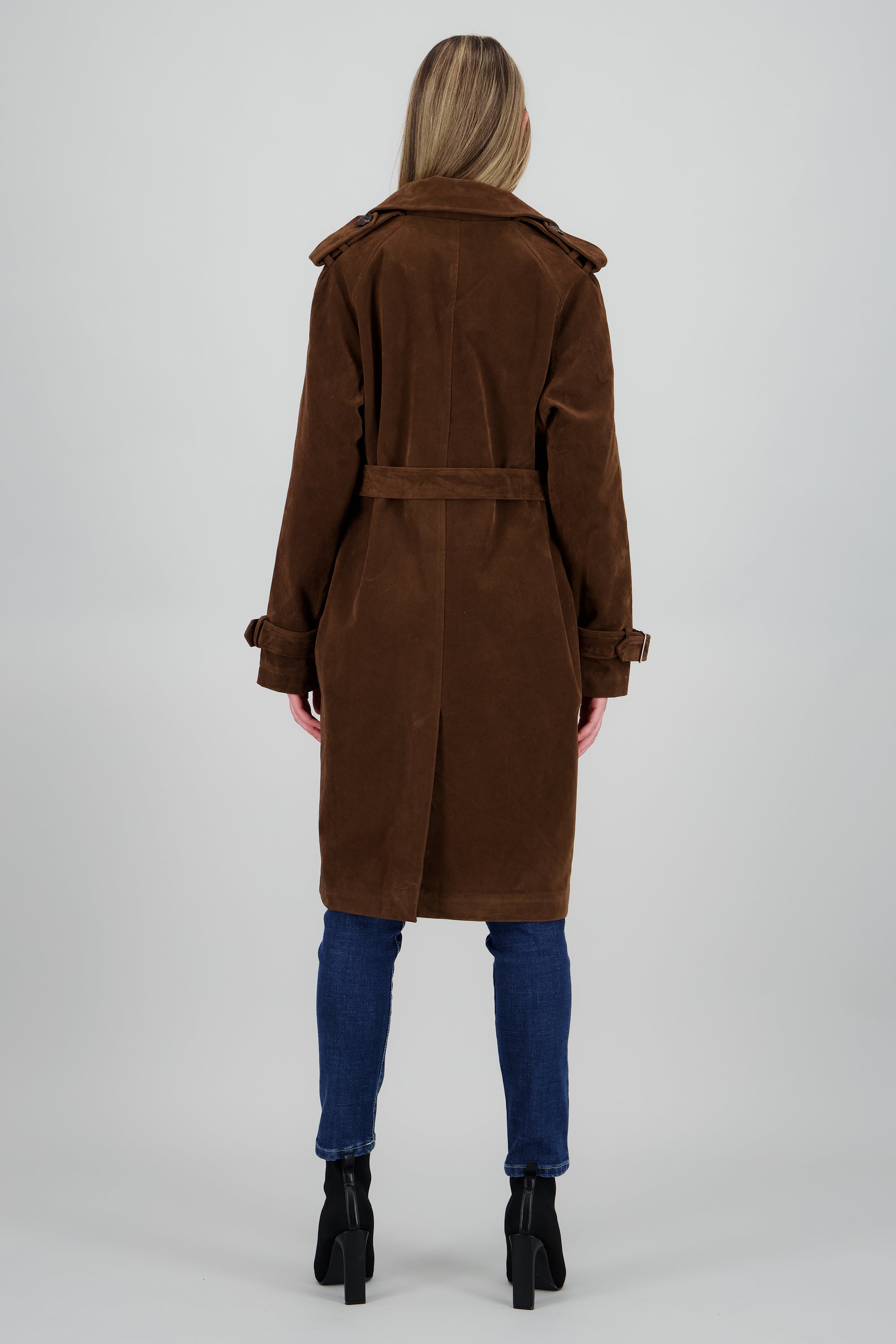 Gabardina larga suede CAFE