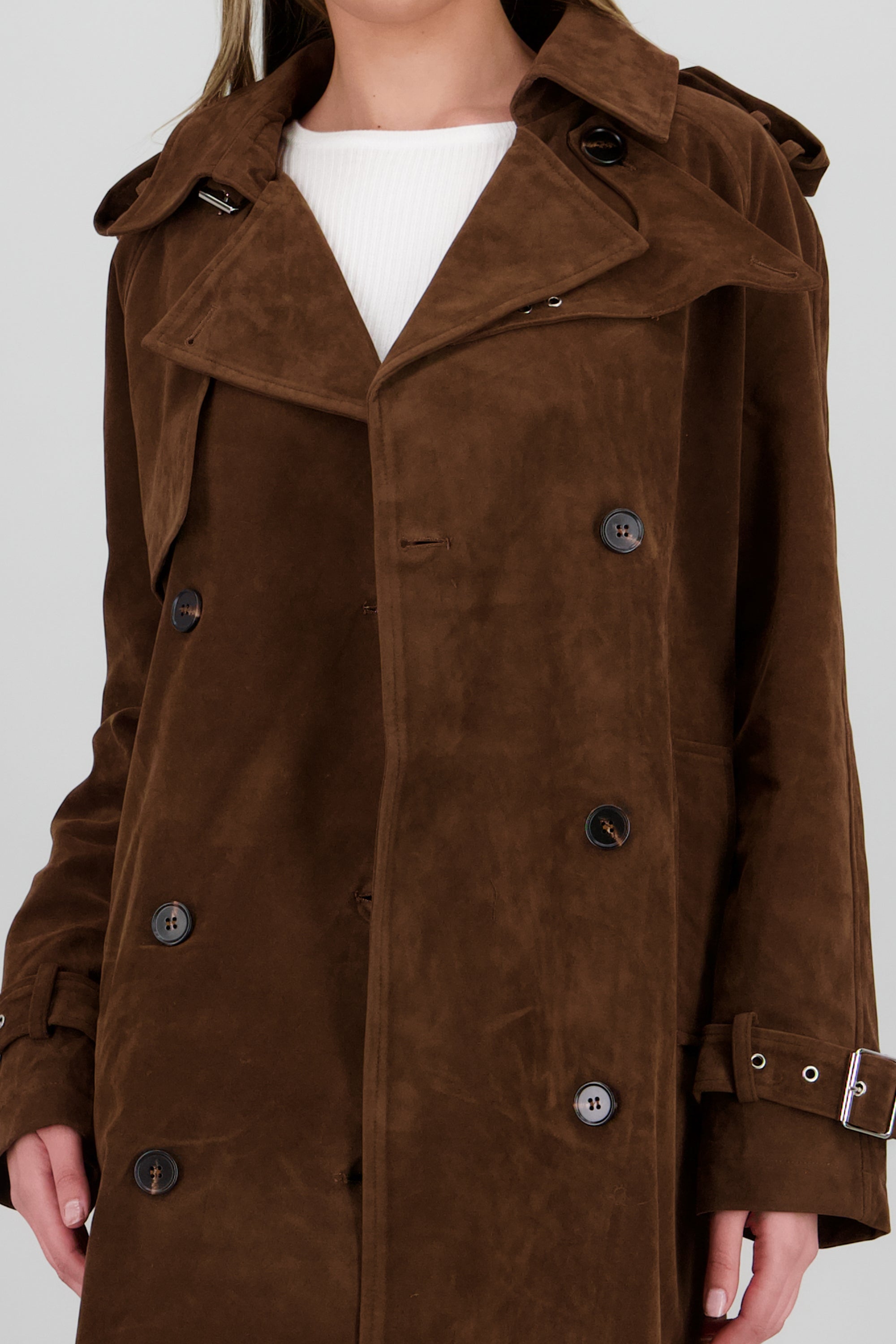 Gabardina larga suede CAFE