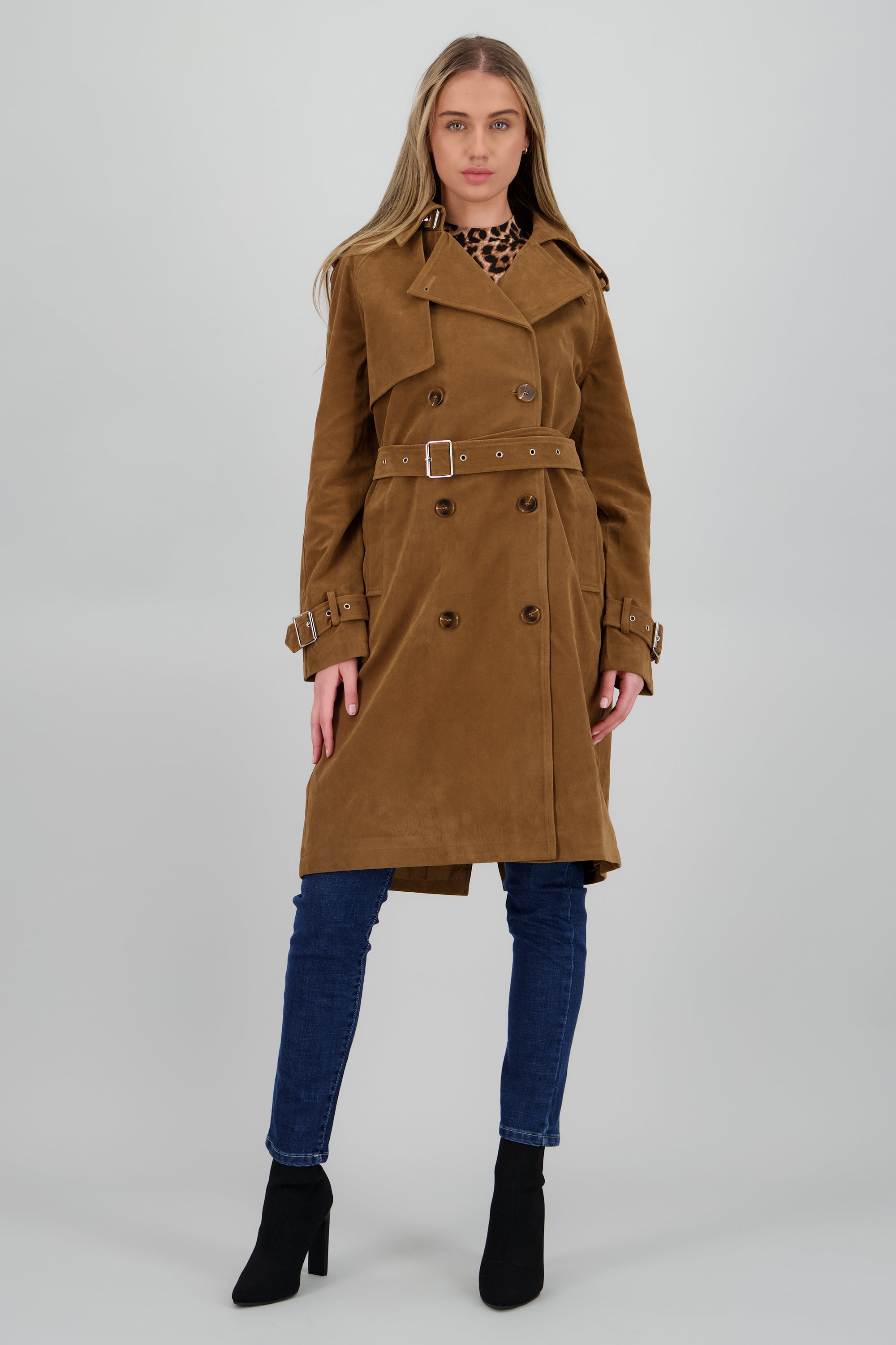 Gabardina larga suede CAMELLO