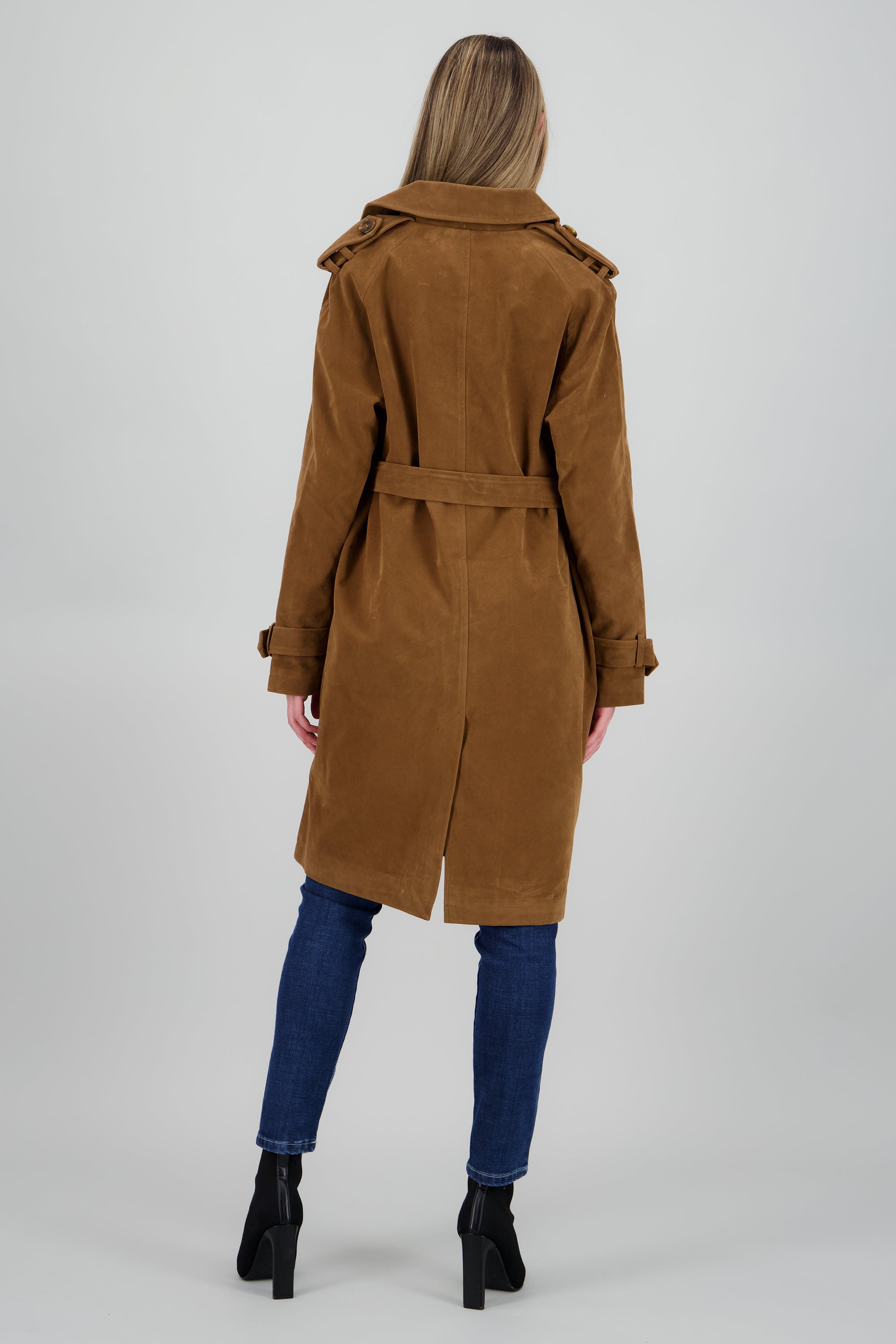 Gabardina larga suede CAMELLO