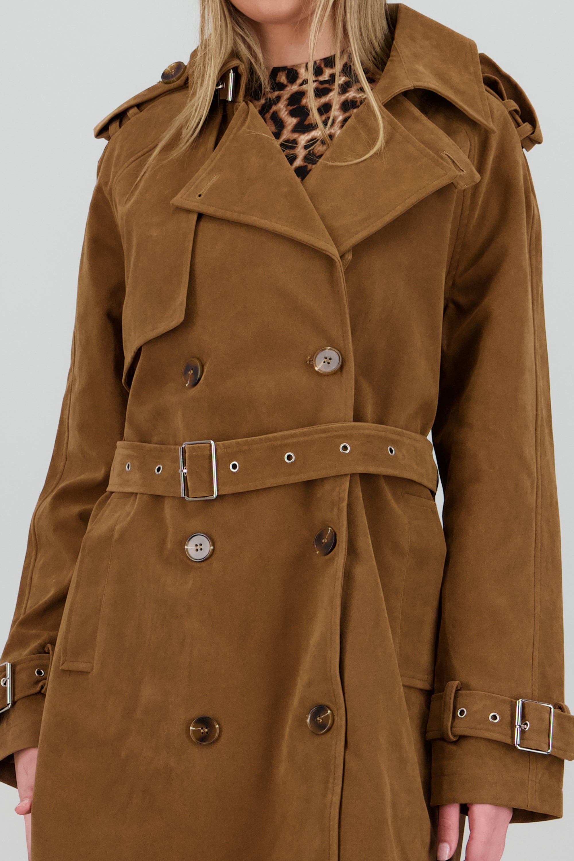 Gabardina larga suede CAMELLO