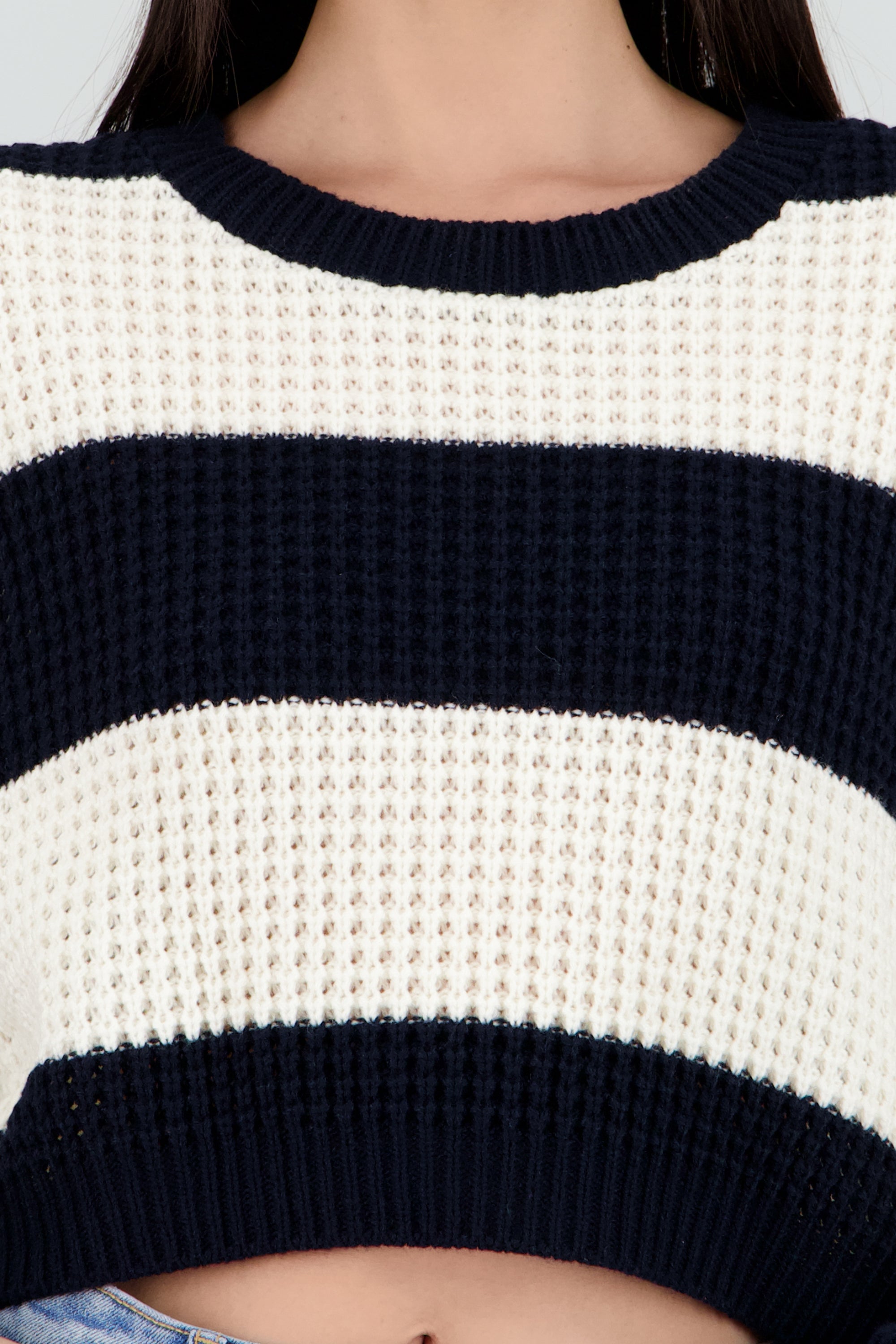 Sueter tejido ancho lineas MARINO