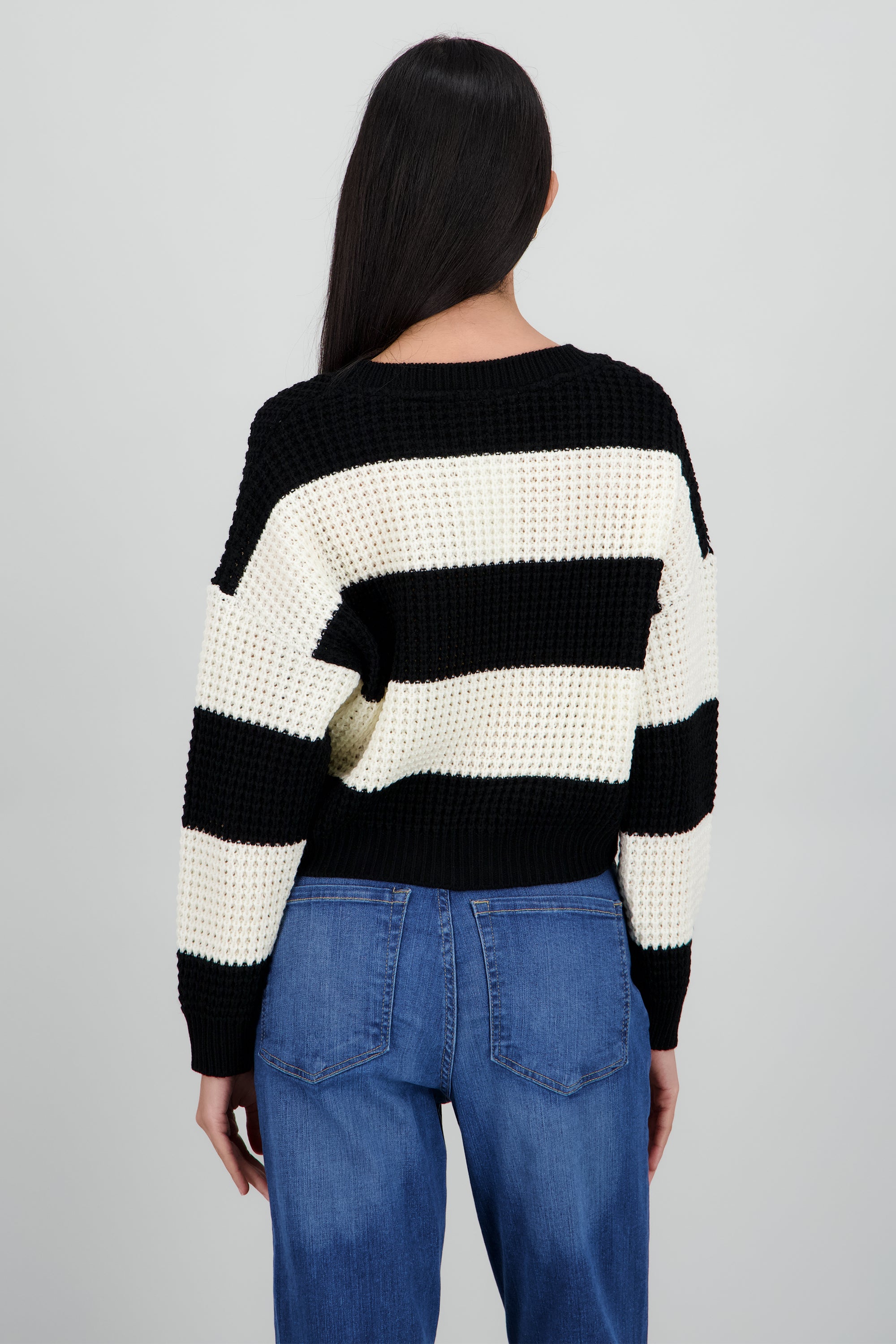 Sueter tejido ancho lineas NEGRO