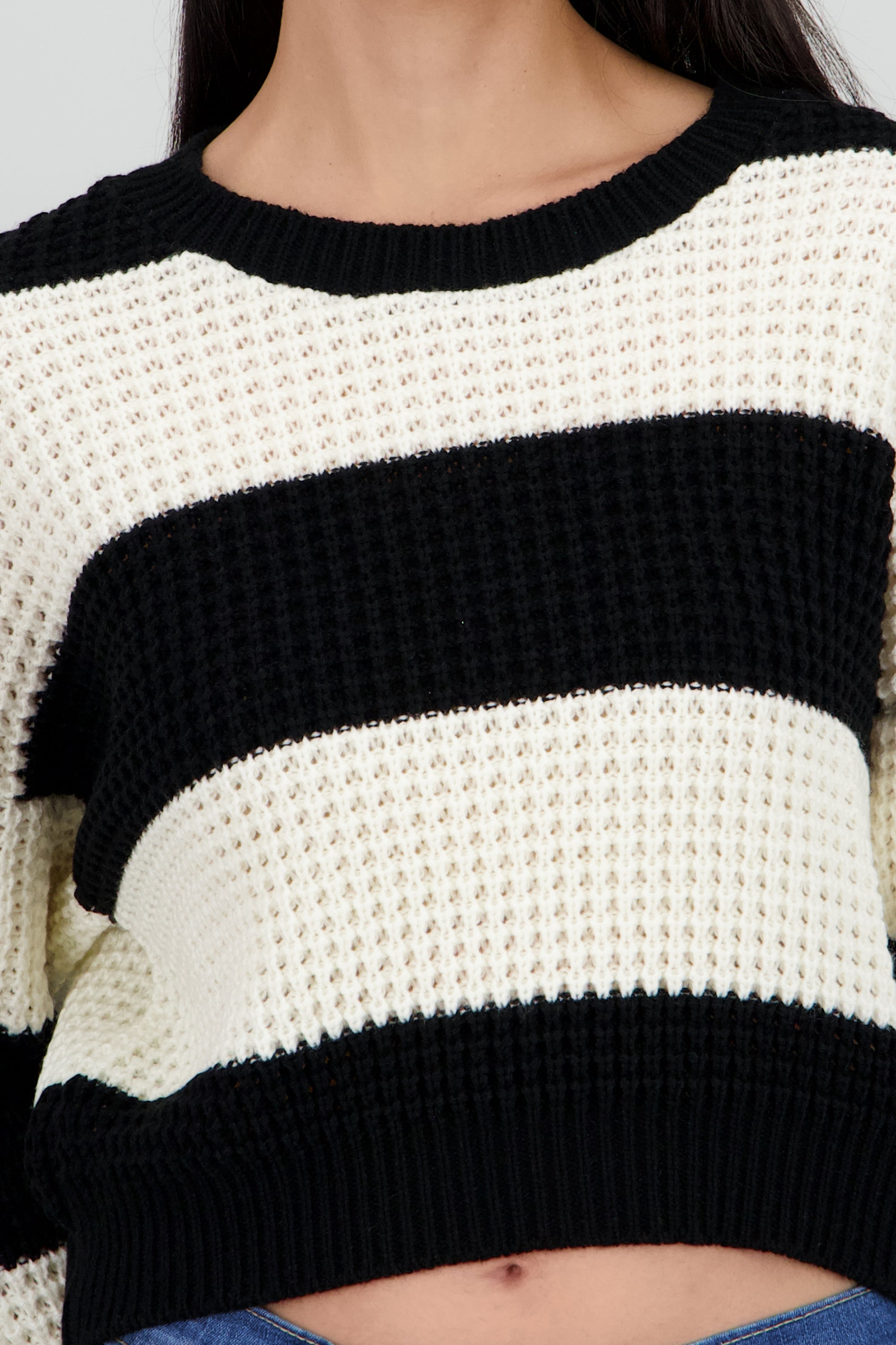 Sueter tejido ancho lineas NEGRO