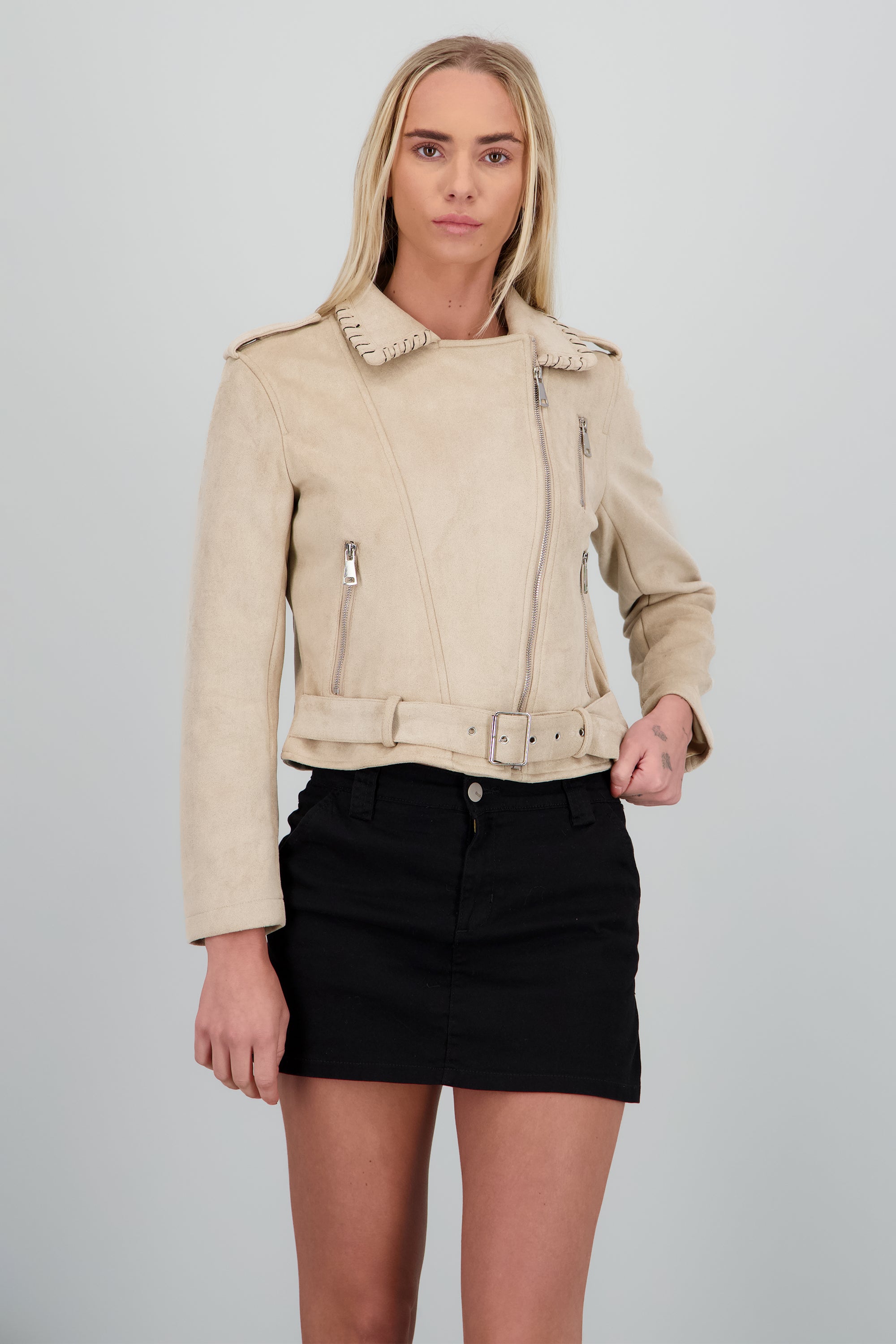 Biker cruzada suede BEIGE