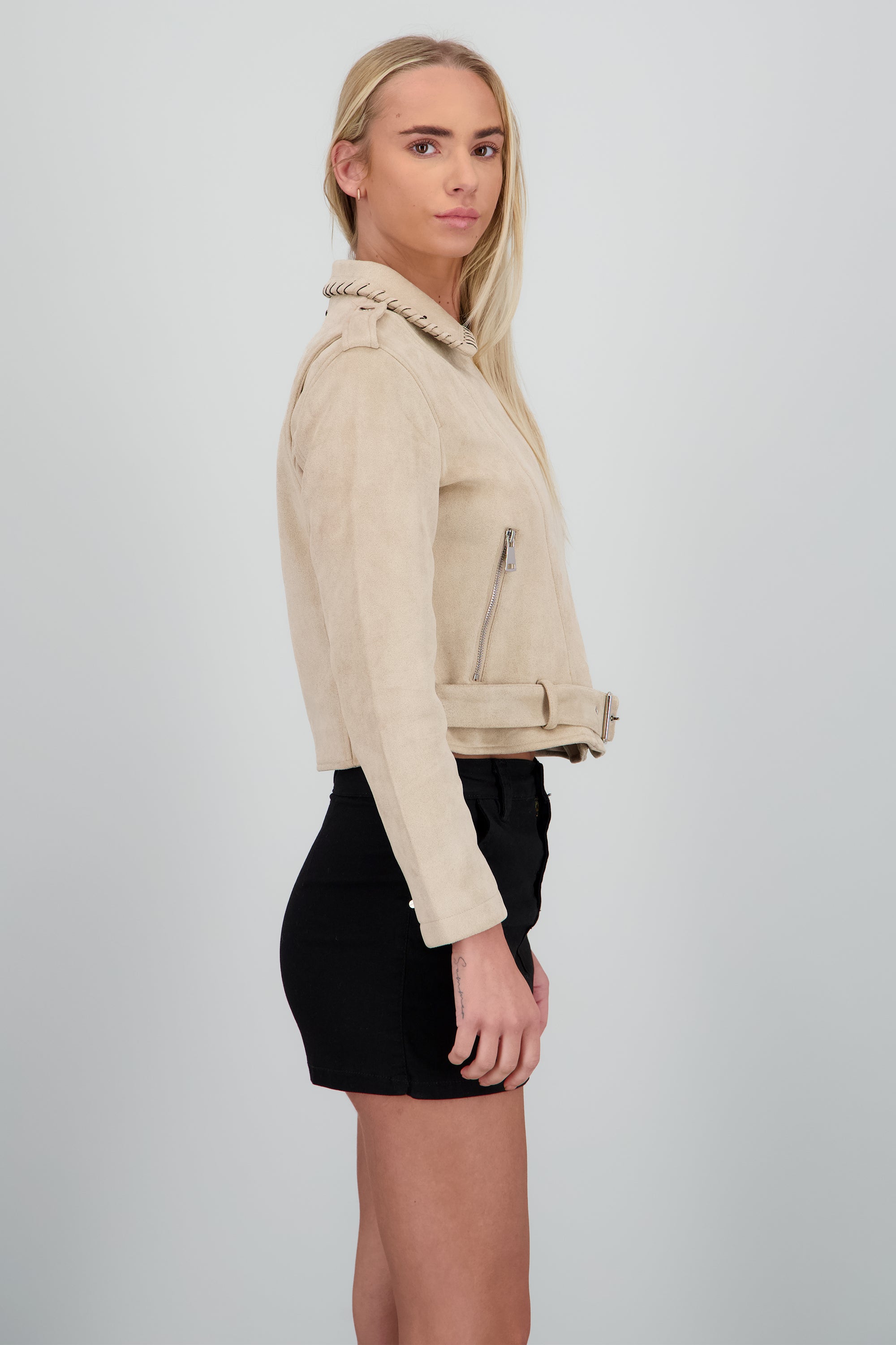 Biker cruzada suede BEIGE