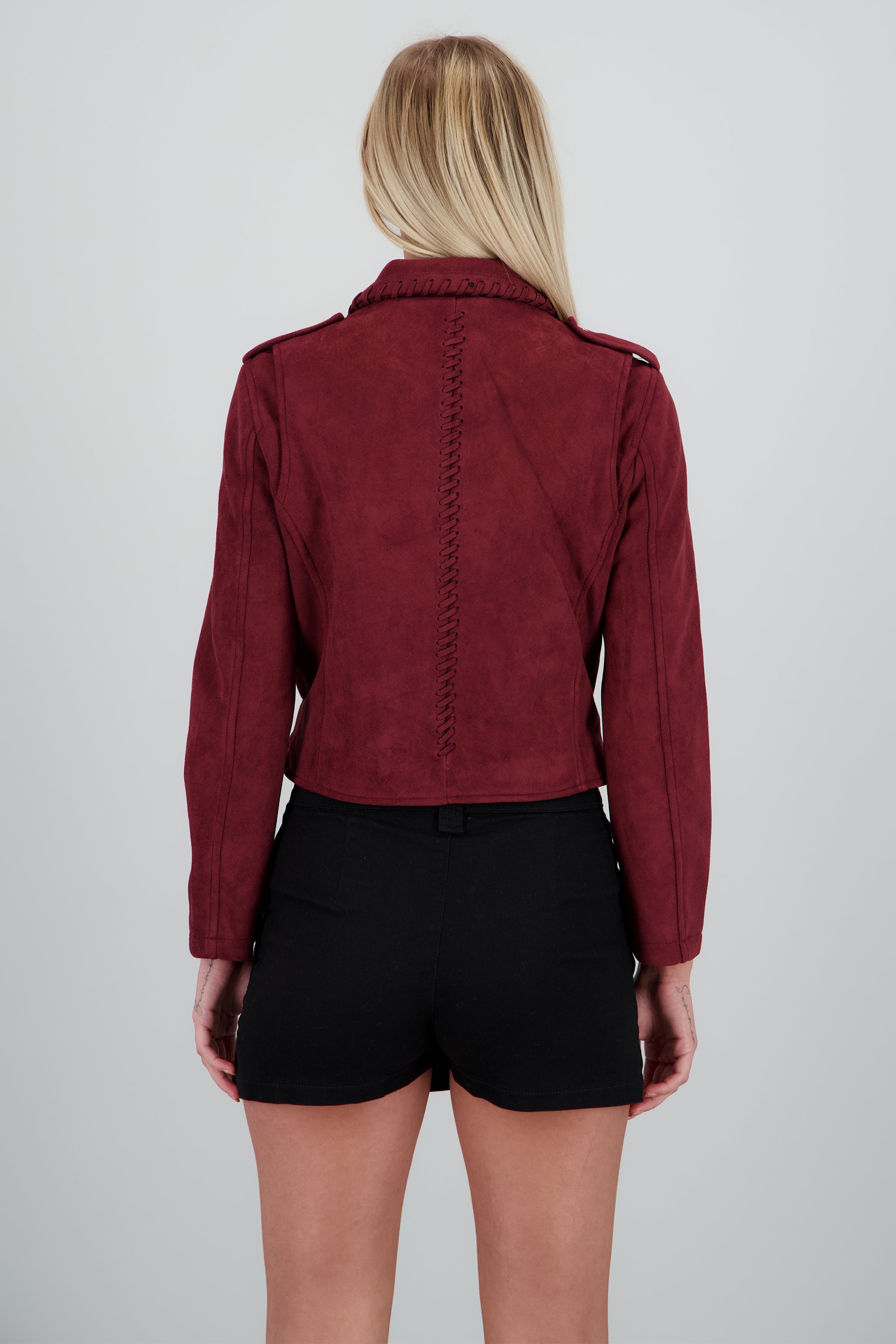 Biker cruzada suede CIRUELA