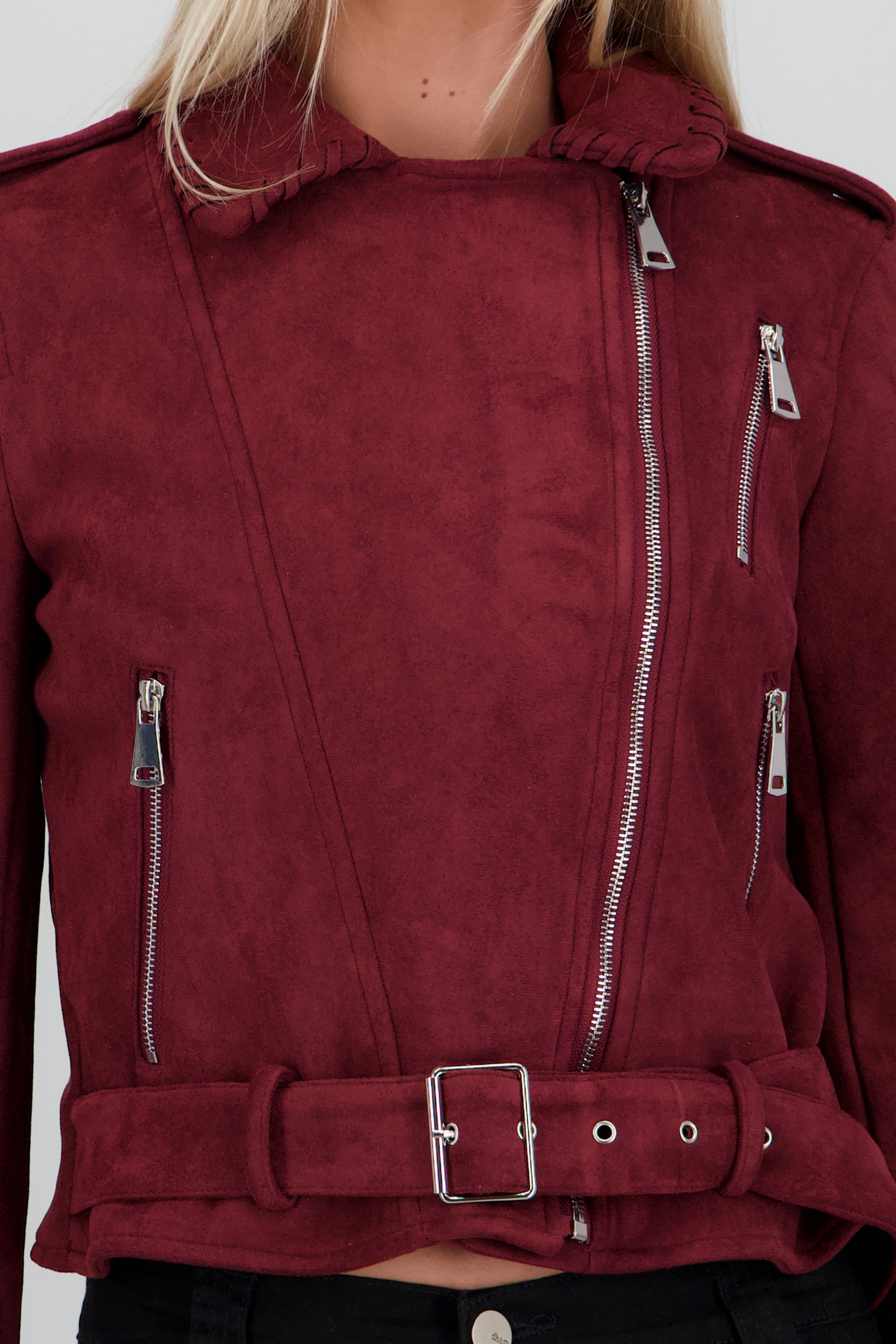 Biker cruzada suede CIRUELA