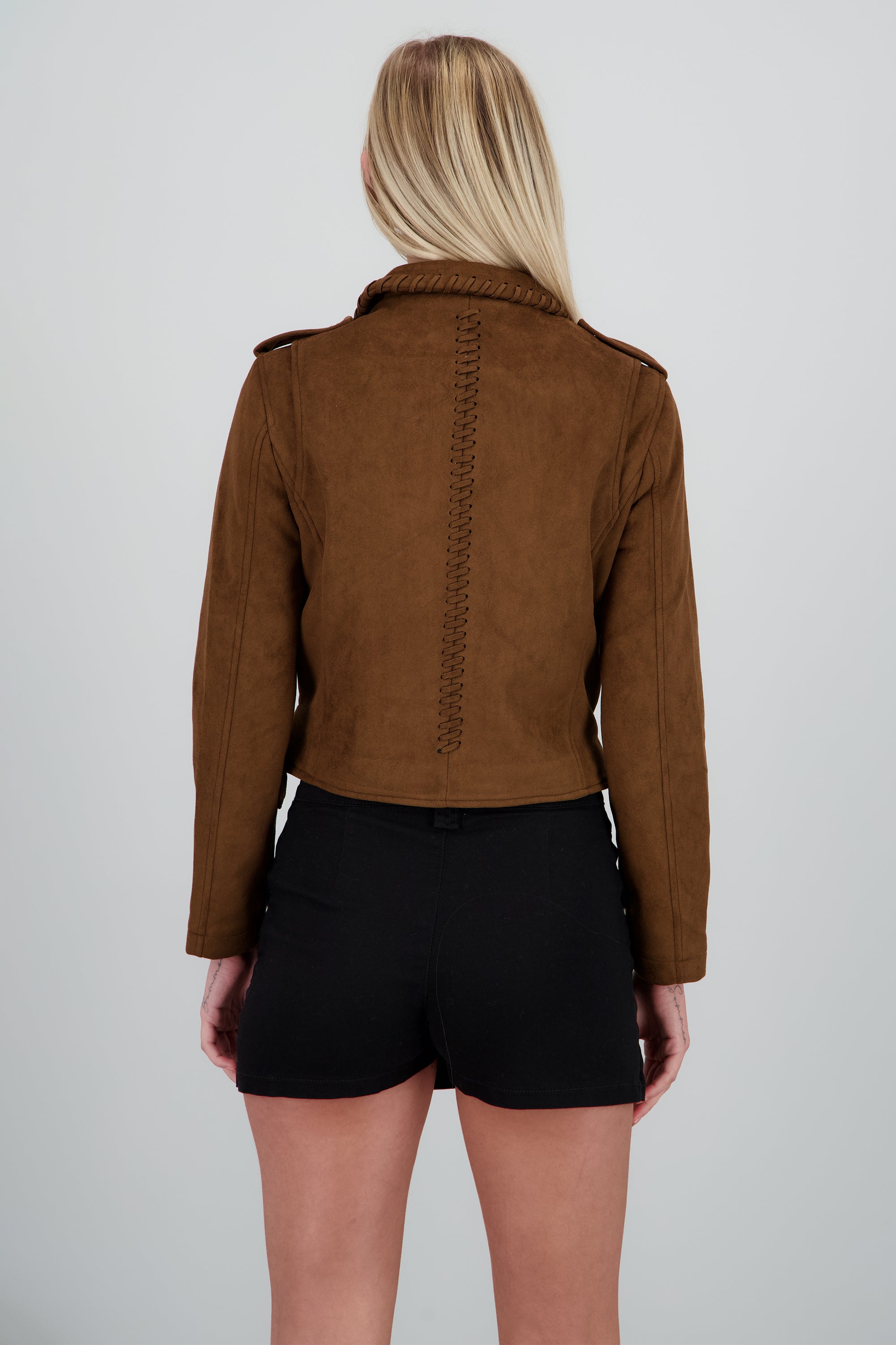 Biker cruzada suede CAFE