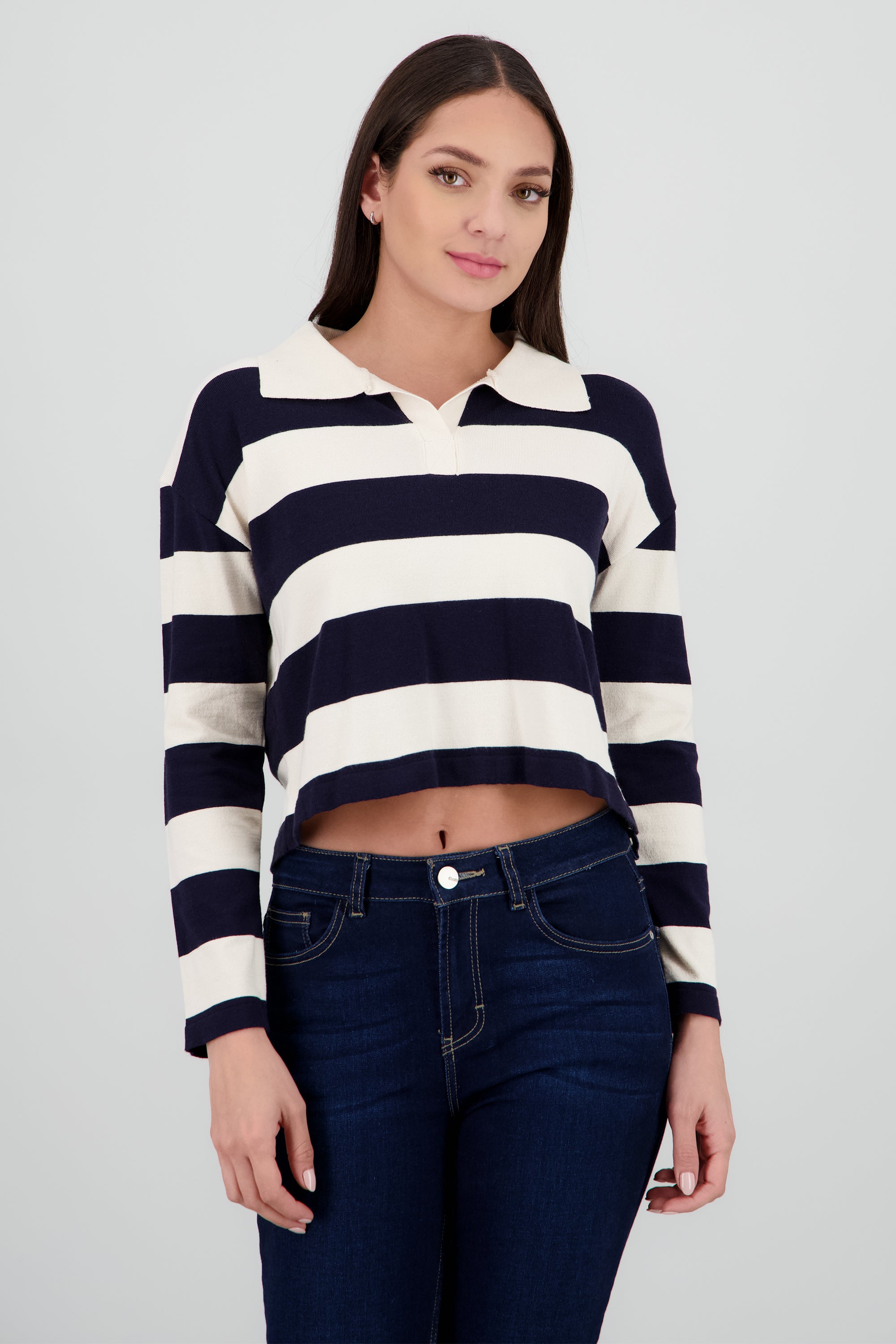 Sueter cuello polo lineas MARINO COMBO