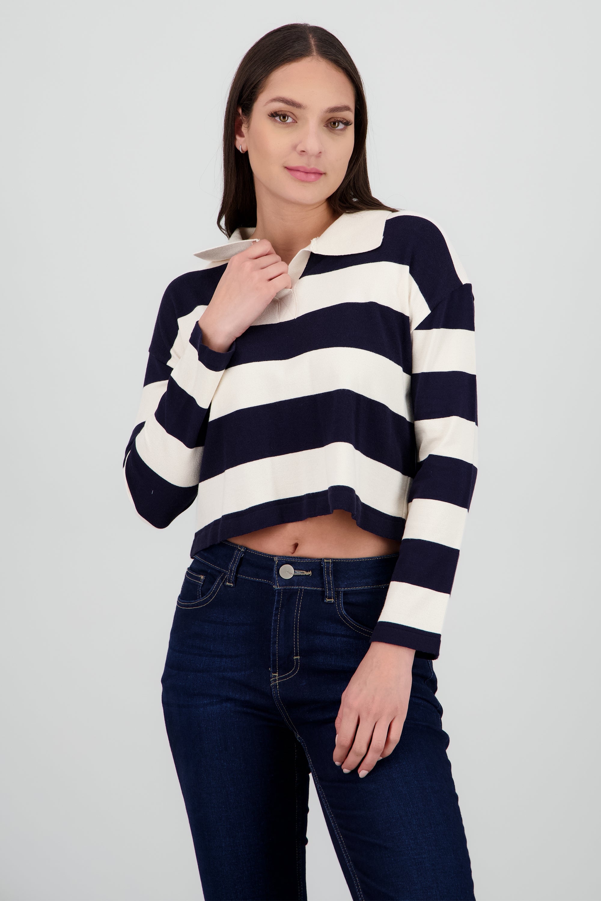 Sueter cuello polo lineas MARINO COMBO