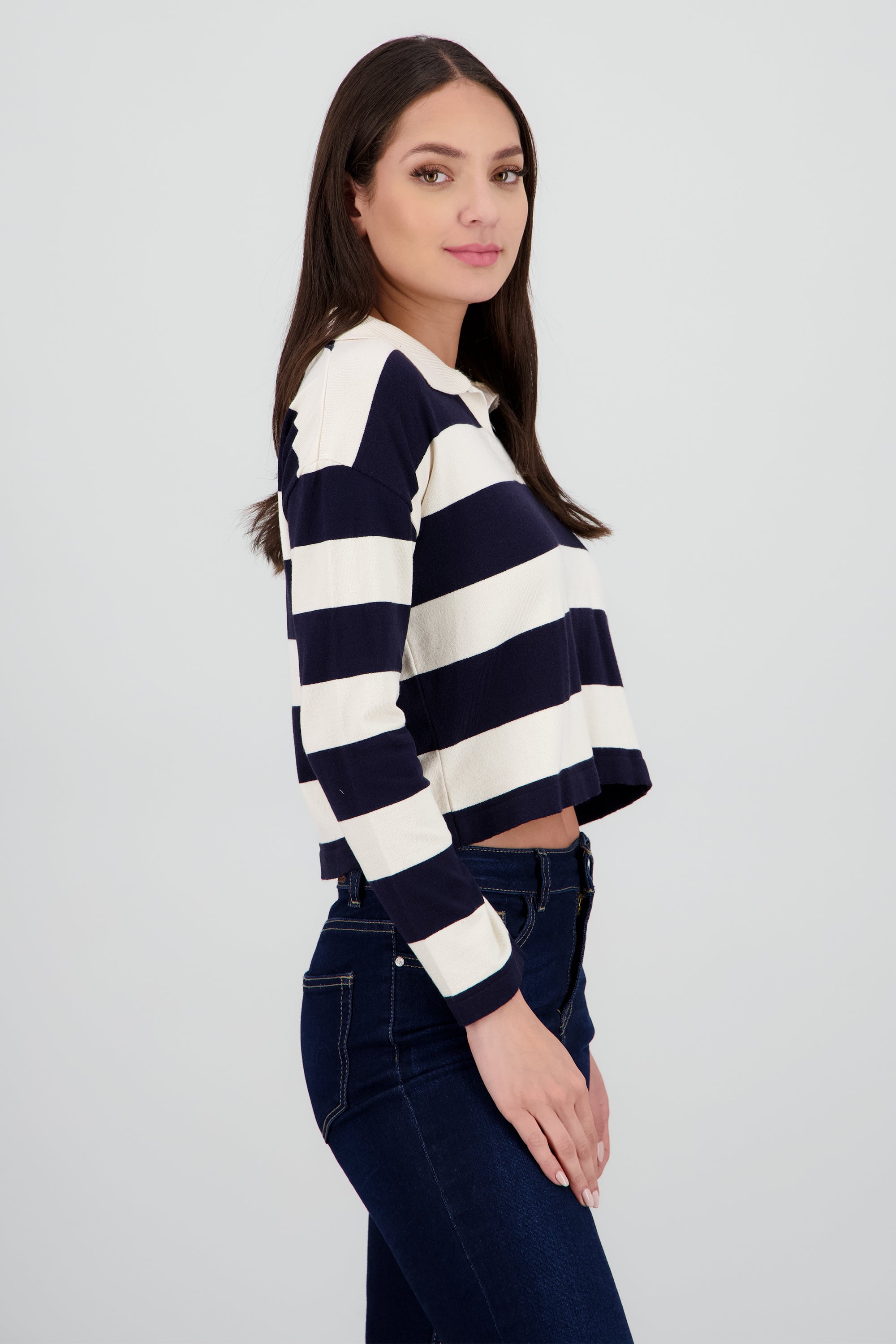 Sueter cuello polo lineas MARINO COMBO