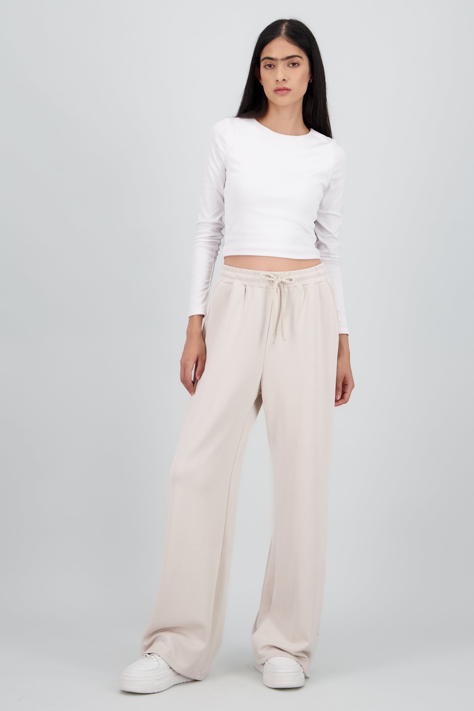 Pantalon liso recto BEIGE