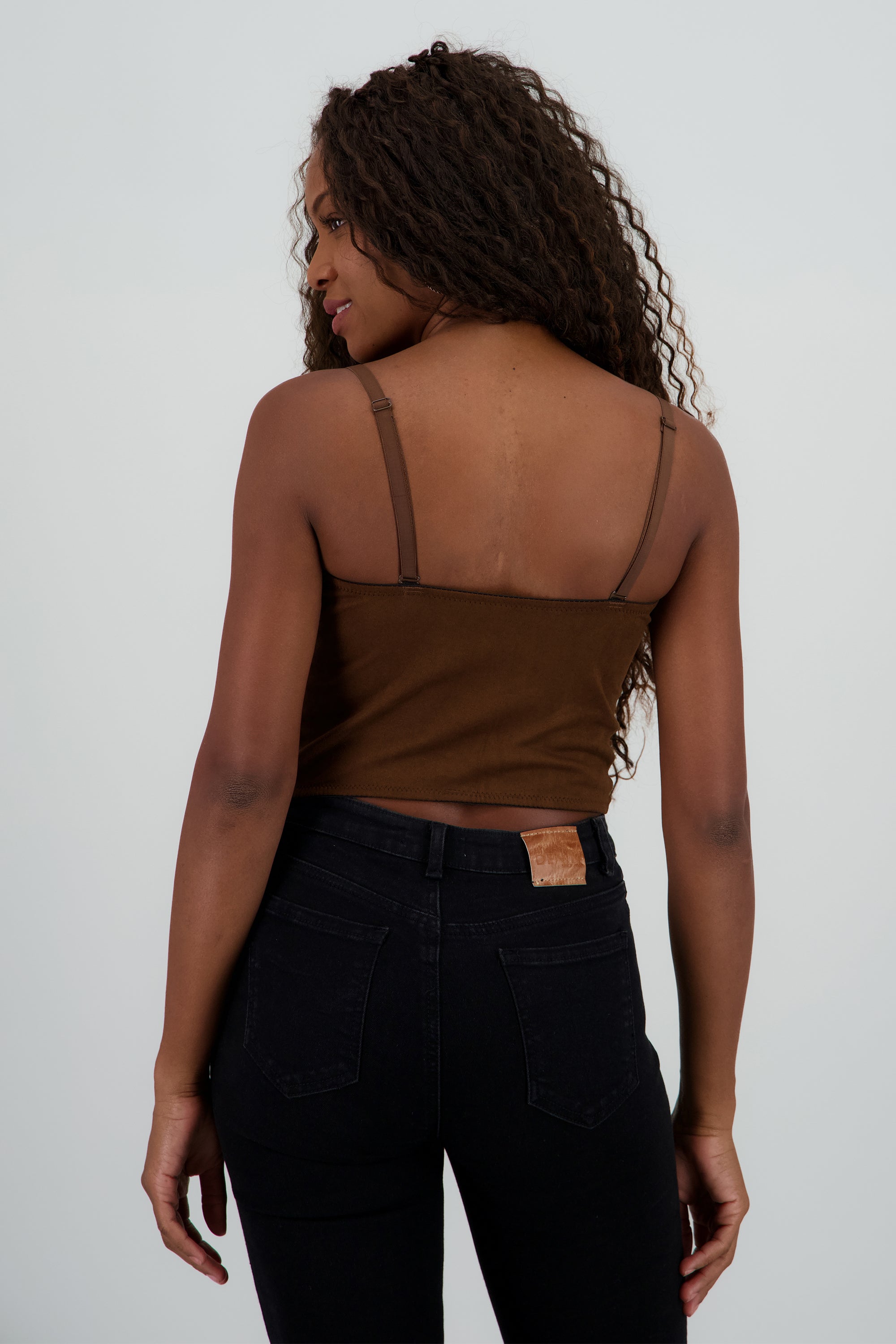 Corset de suede detalle plisado en copas CAFE