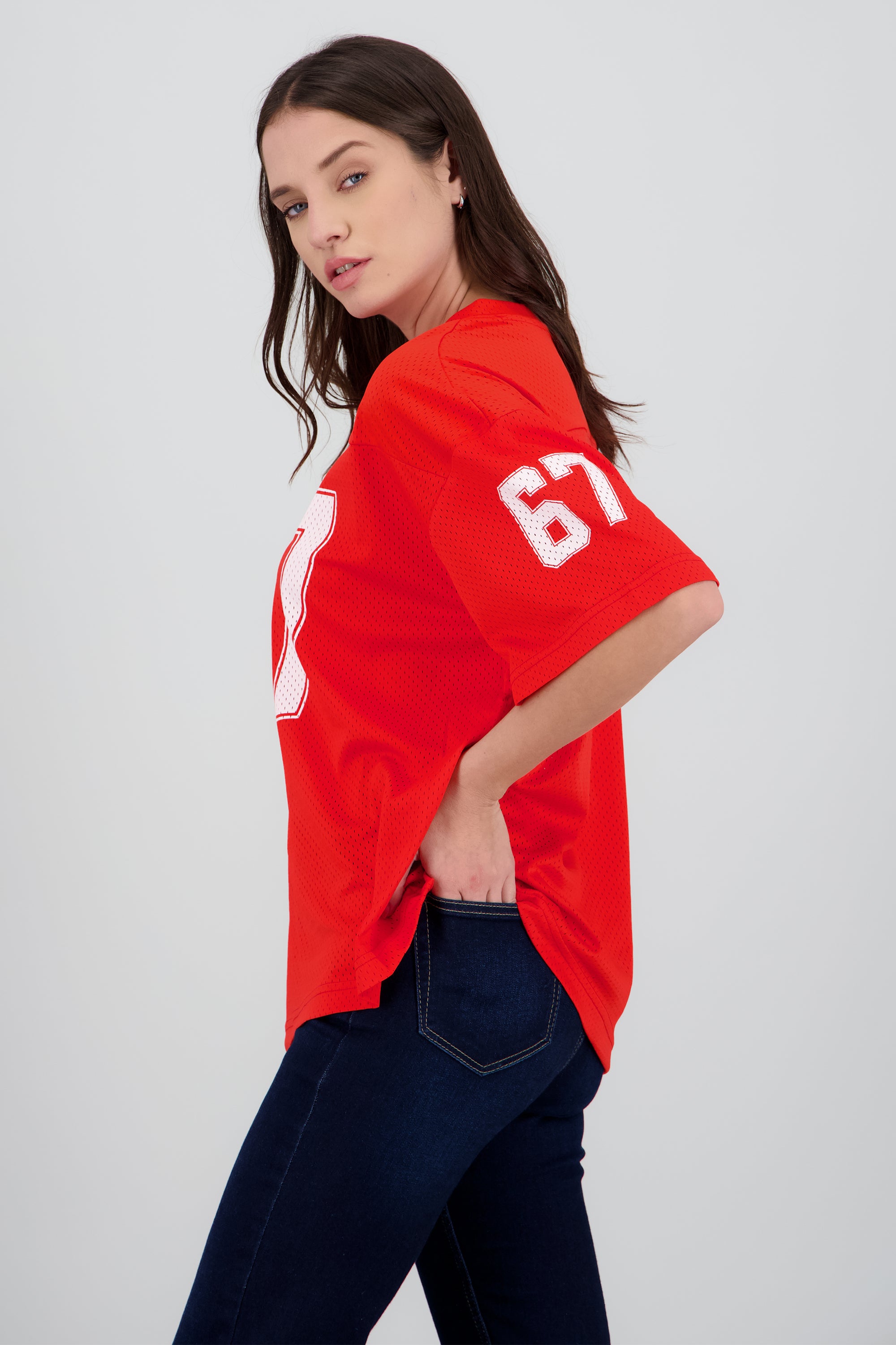 Playera tipo jersey numeros ROJO