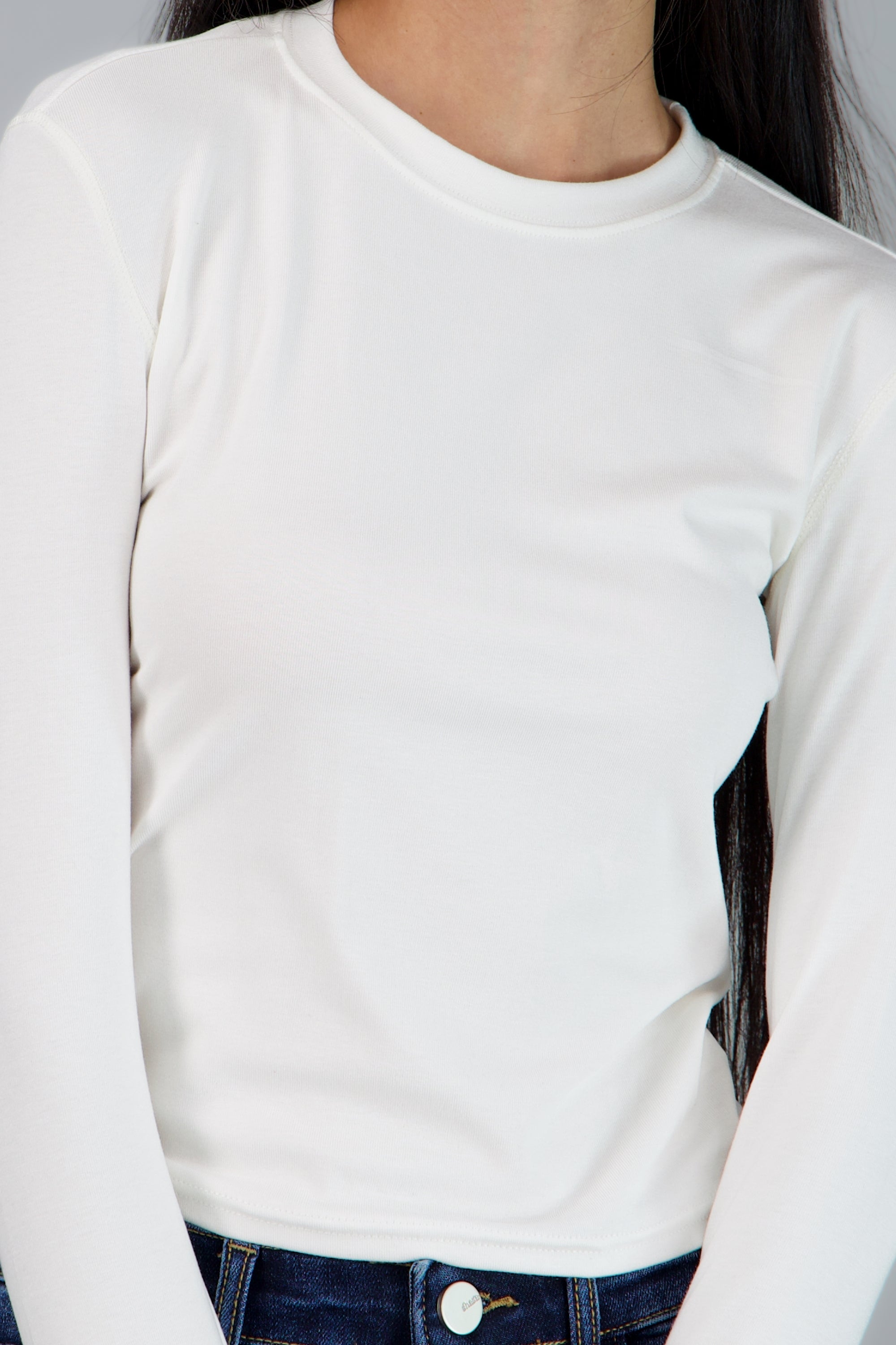 Top escote redondo manga larga BLANCO