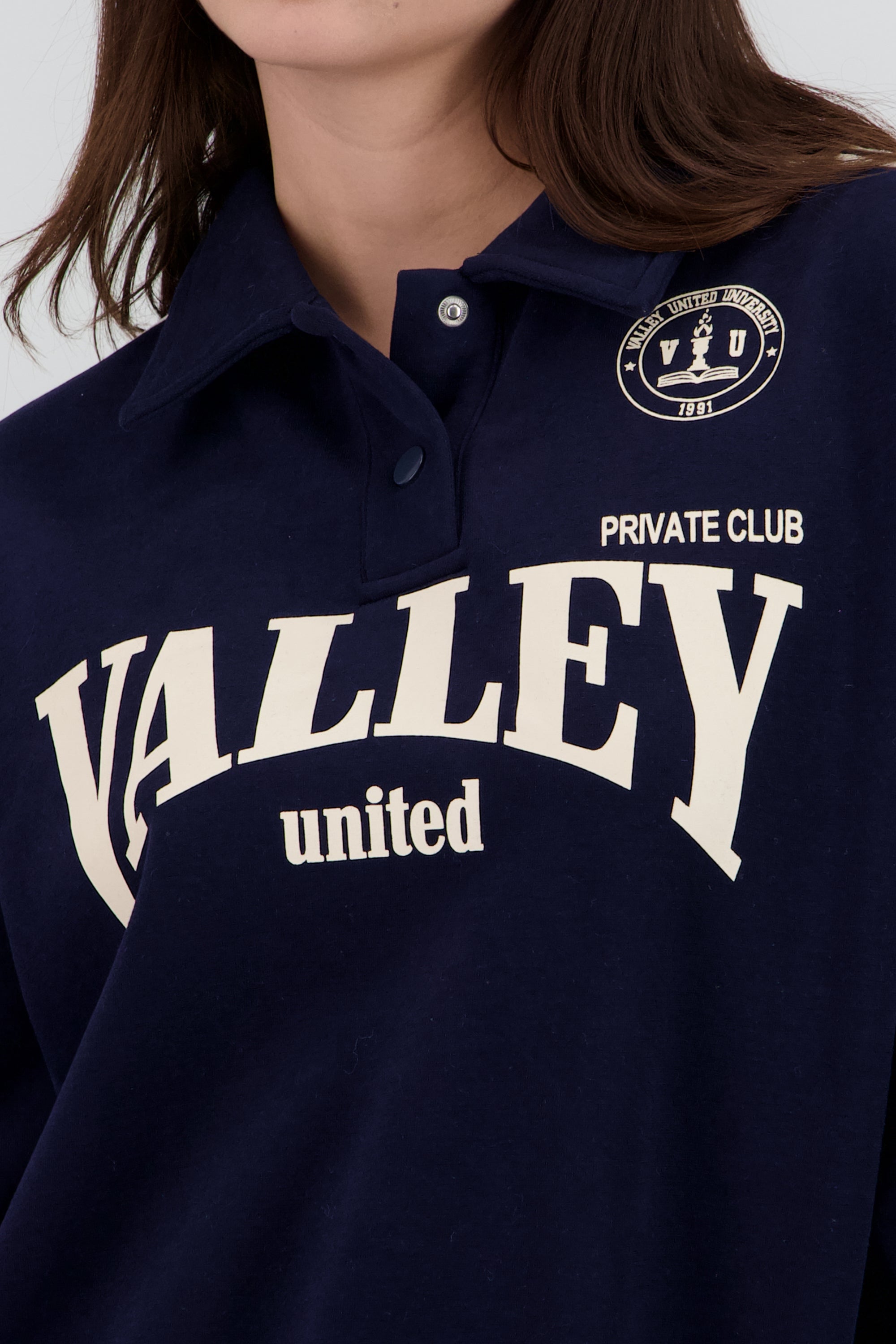 Sudadera estampado valley cuello polo AZUL