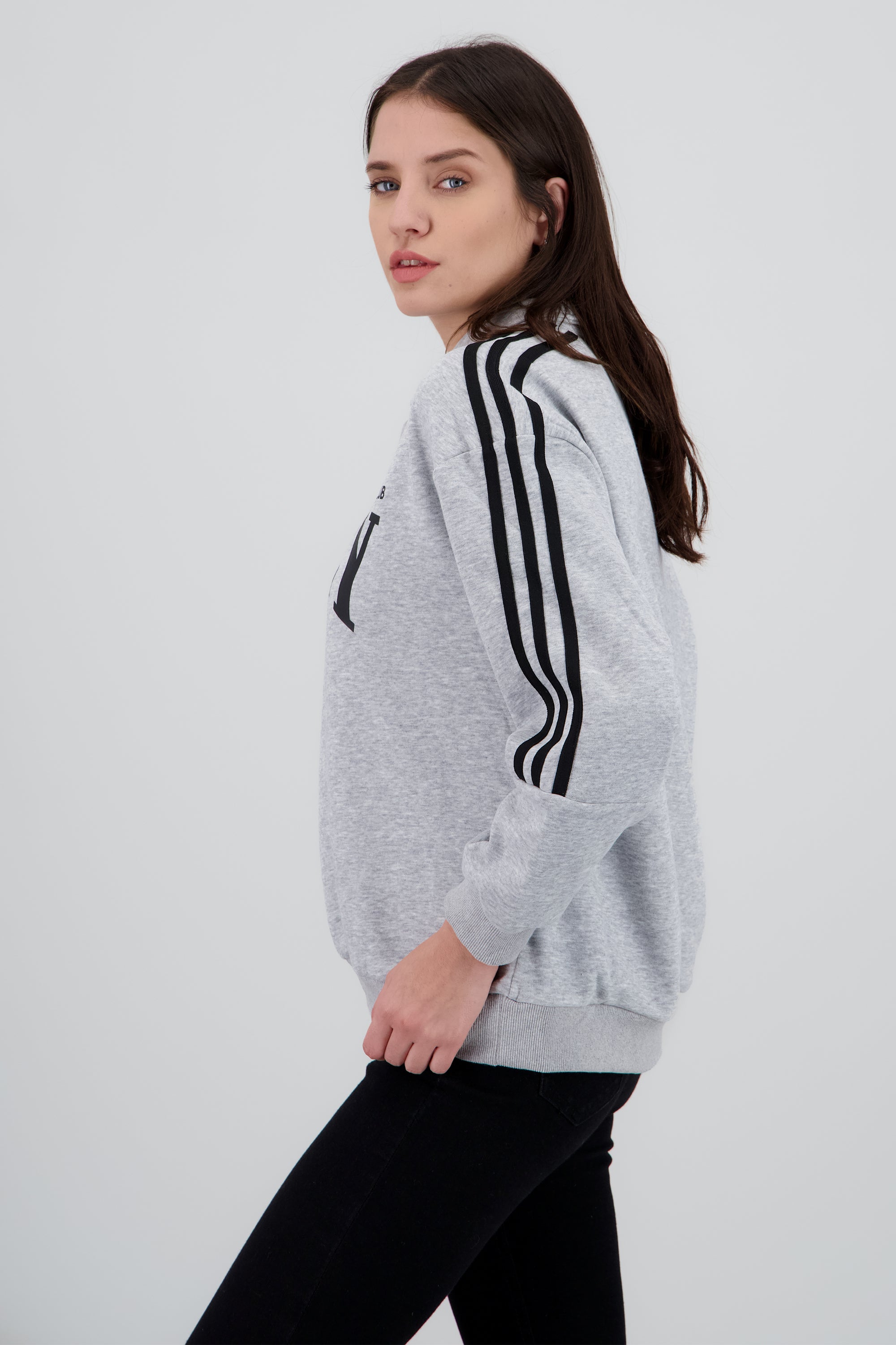 Sudadera estampado valley cuello polo GRIS