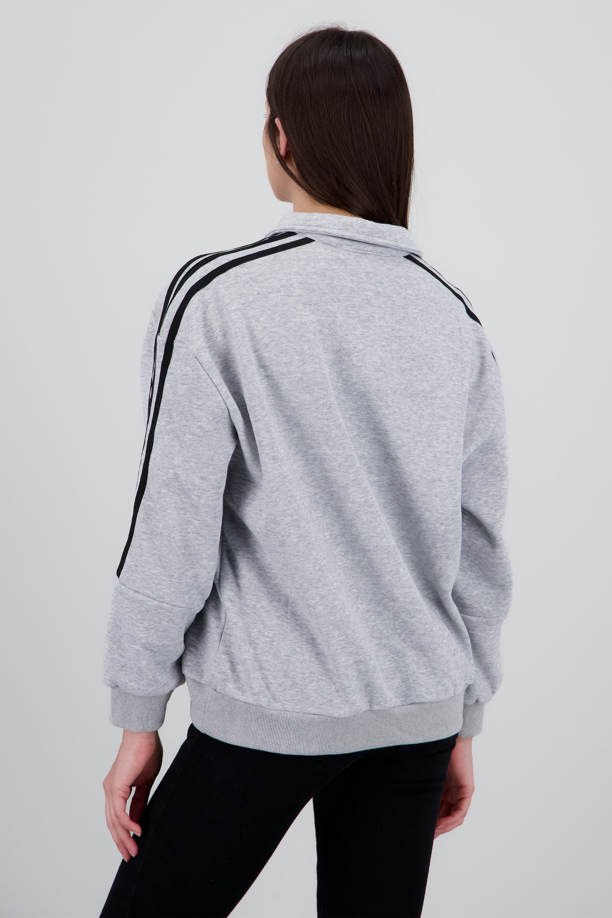 Sudadera estampado valley cuello polo GRIS