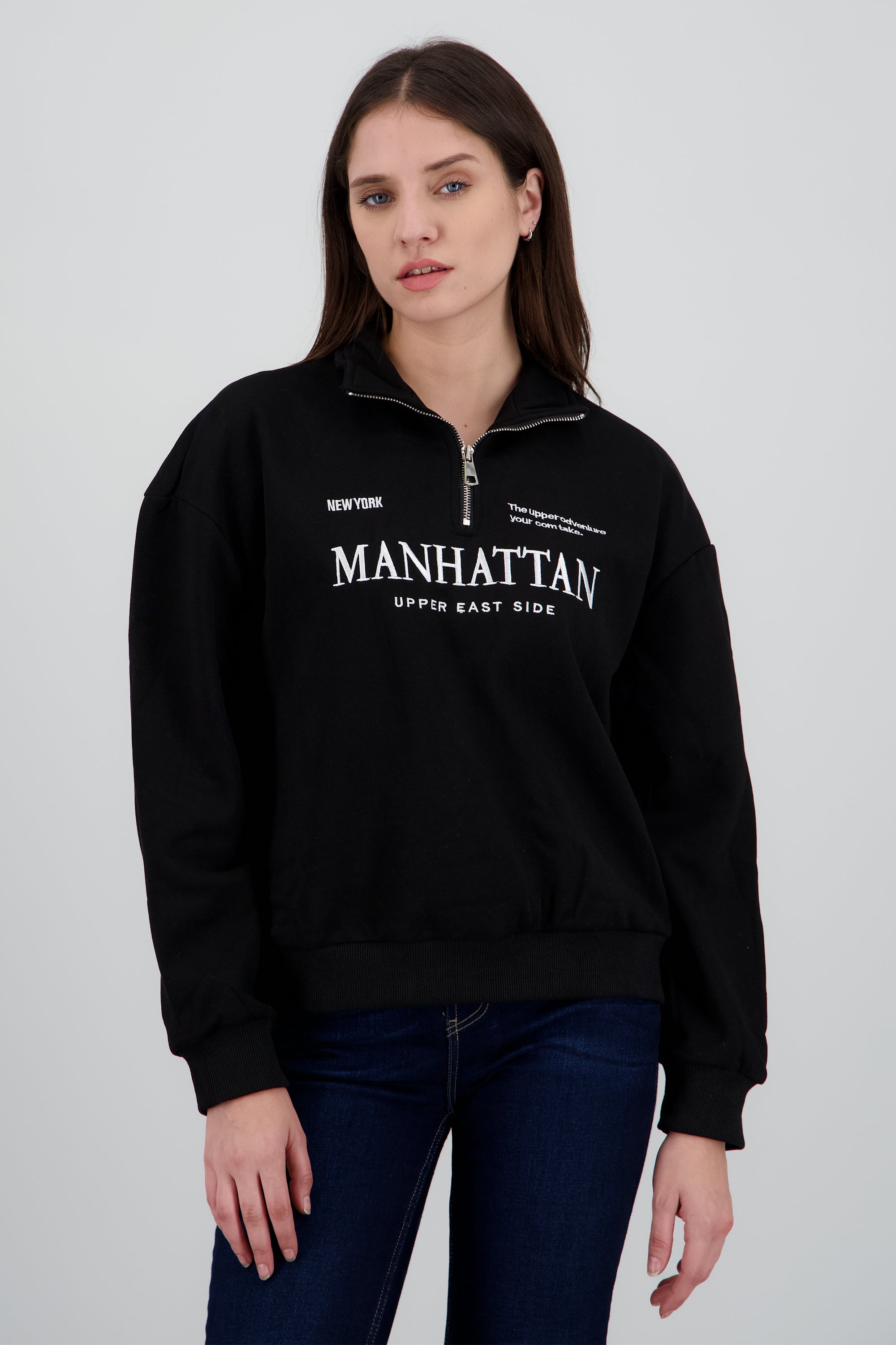 Sudadera manhattan detalle cierre NEGRO
