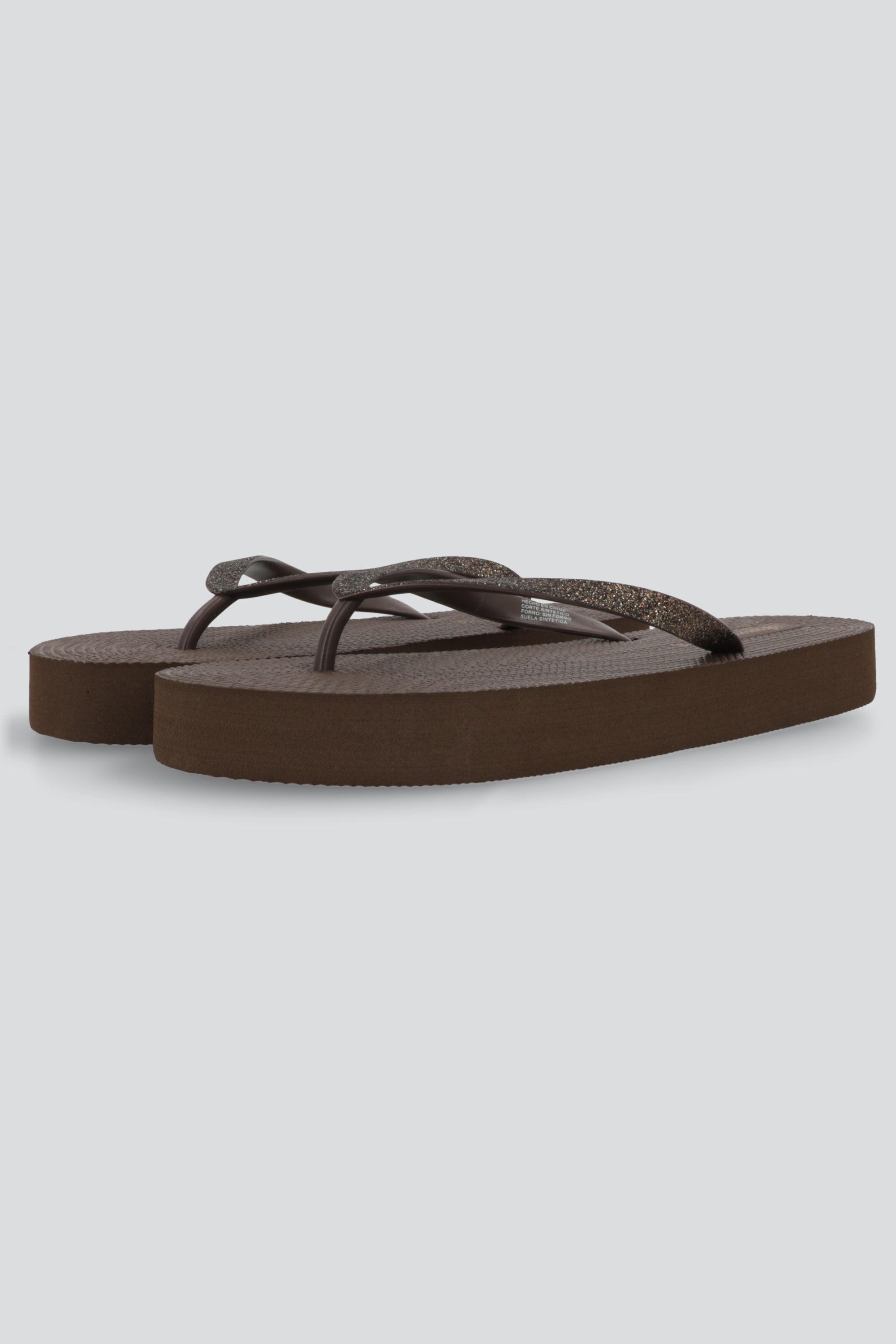 Flip flop plataforma brillos CAFE