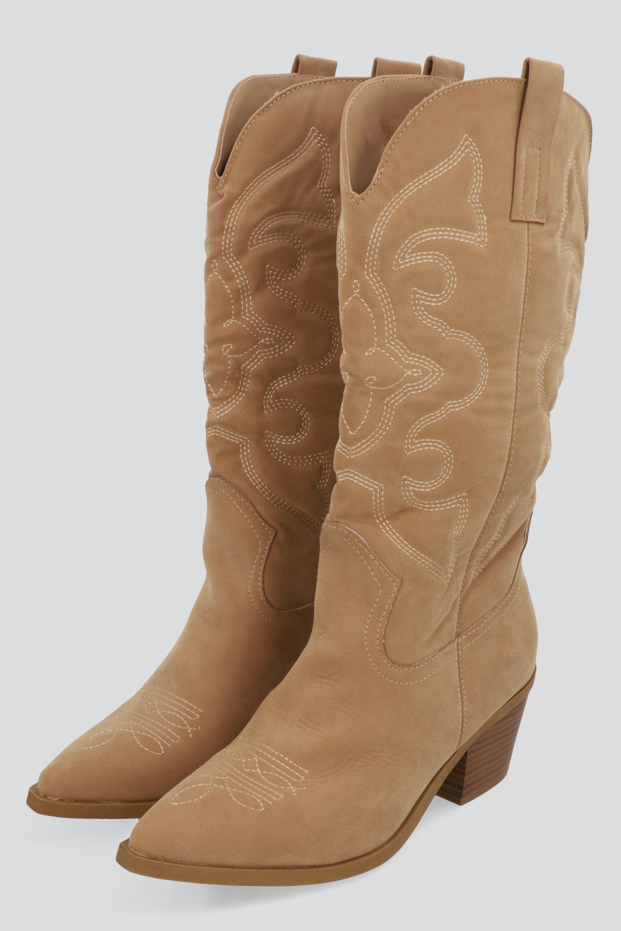 Botin vaquero midi bordado gamucina TAUPE
