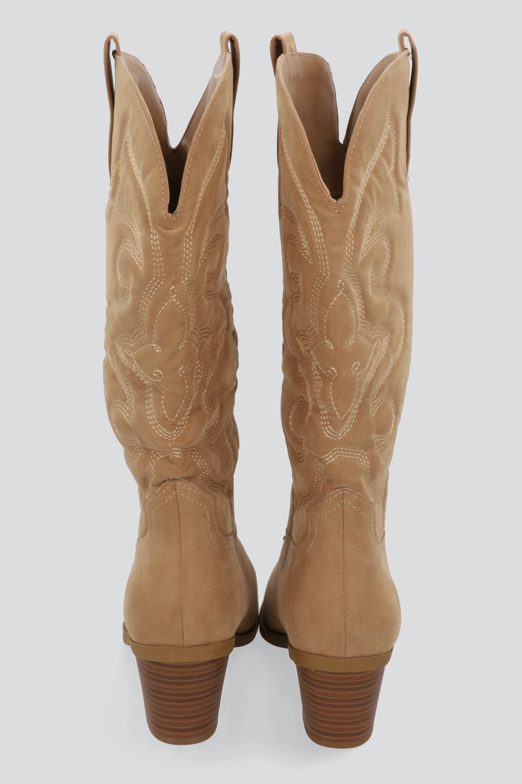Botin vaquero midi bordado gamucina TAUPE