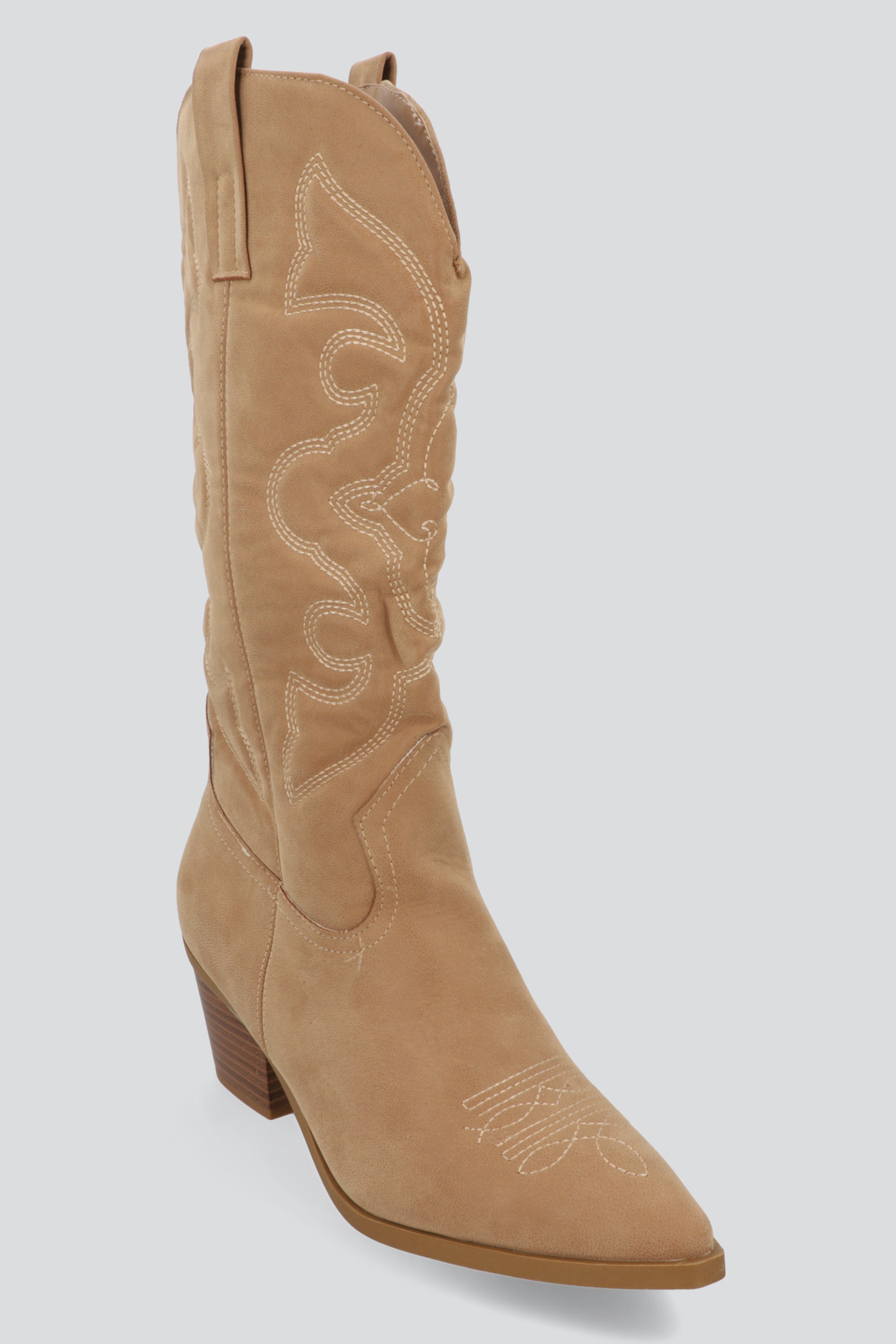 Botin vaquero midi bordado gamucina TAUPE