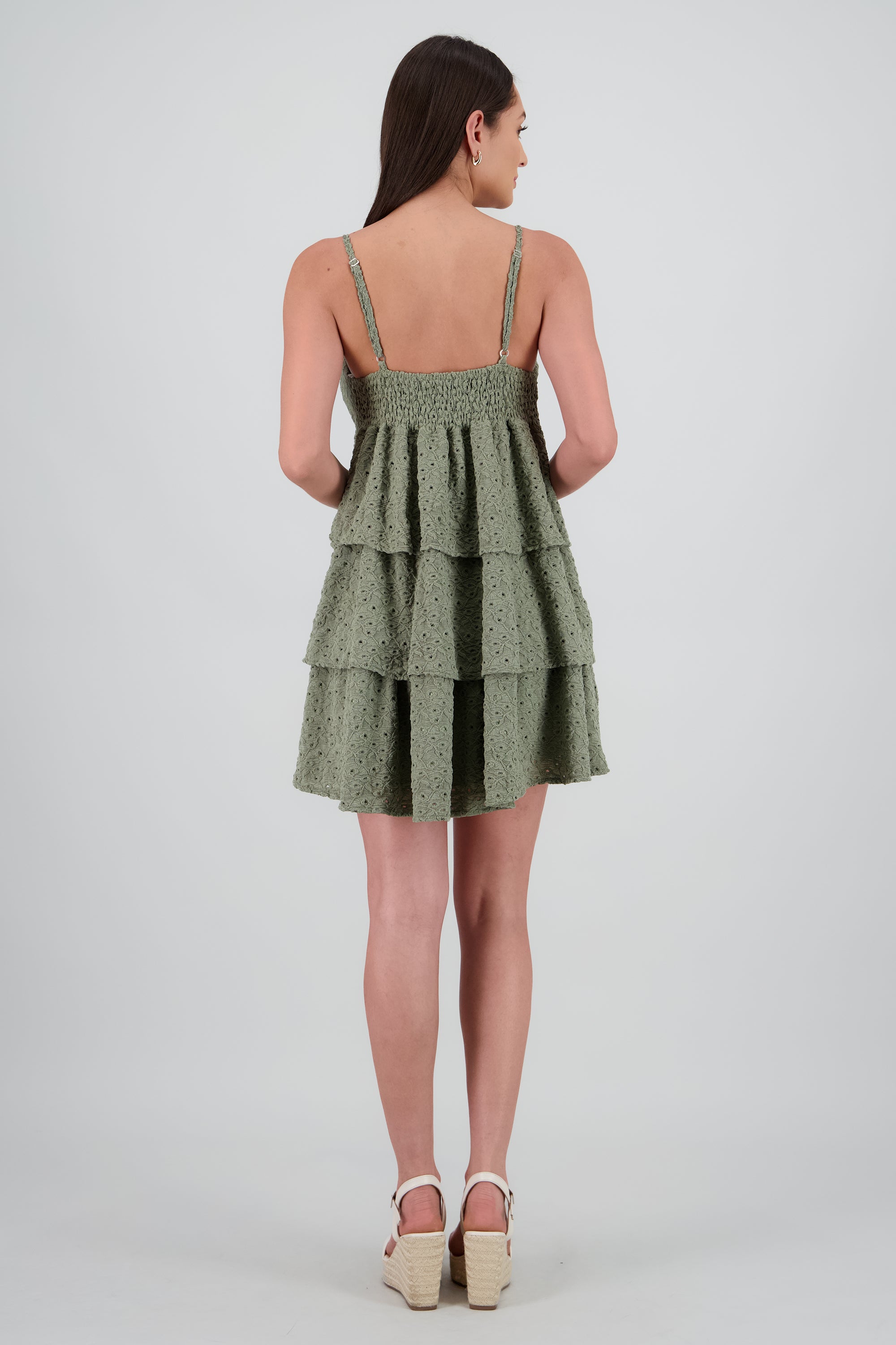 Vestido mini olanes detalle textura OLIVO