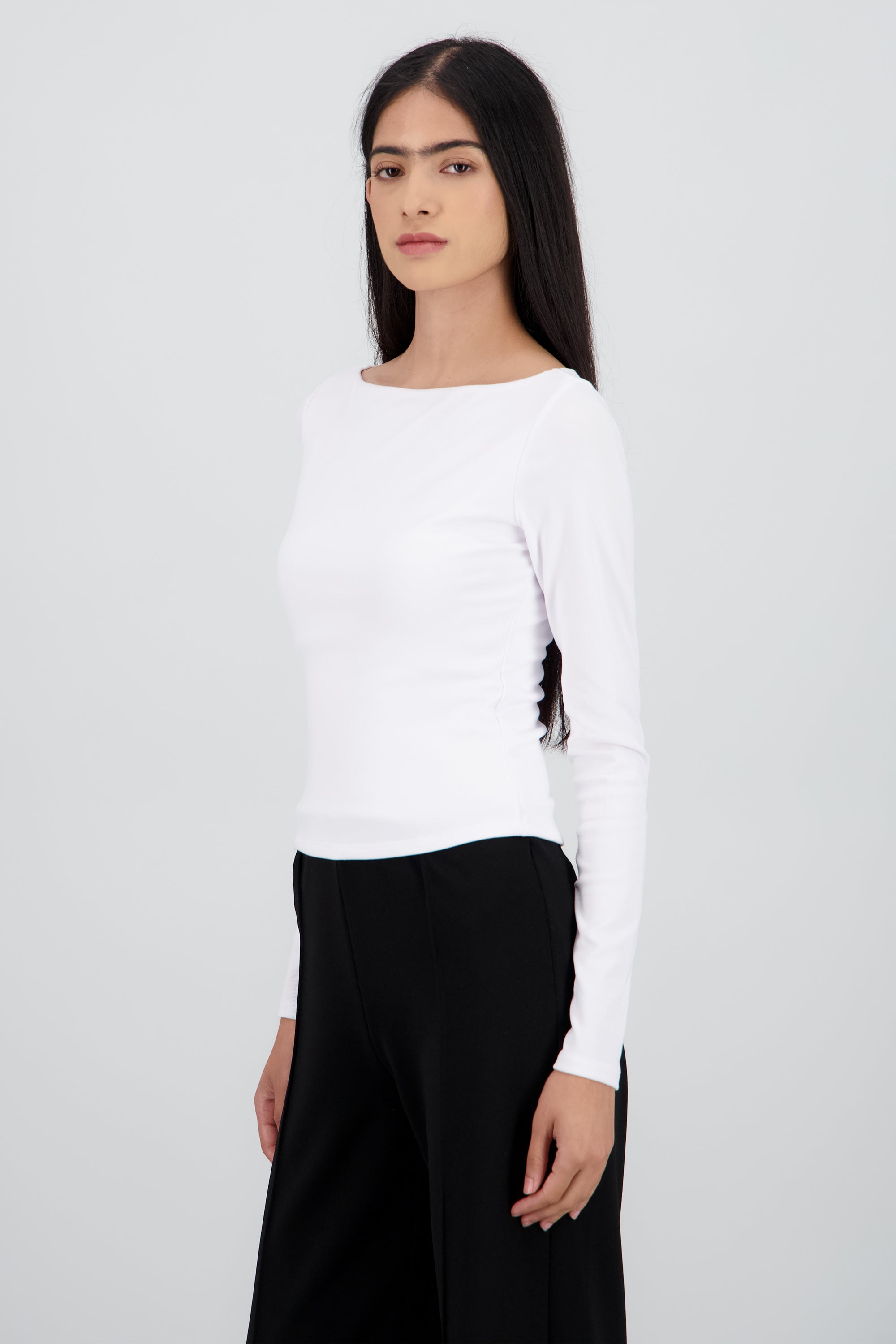 Top escote barco manga larga BLANCO