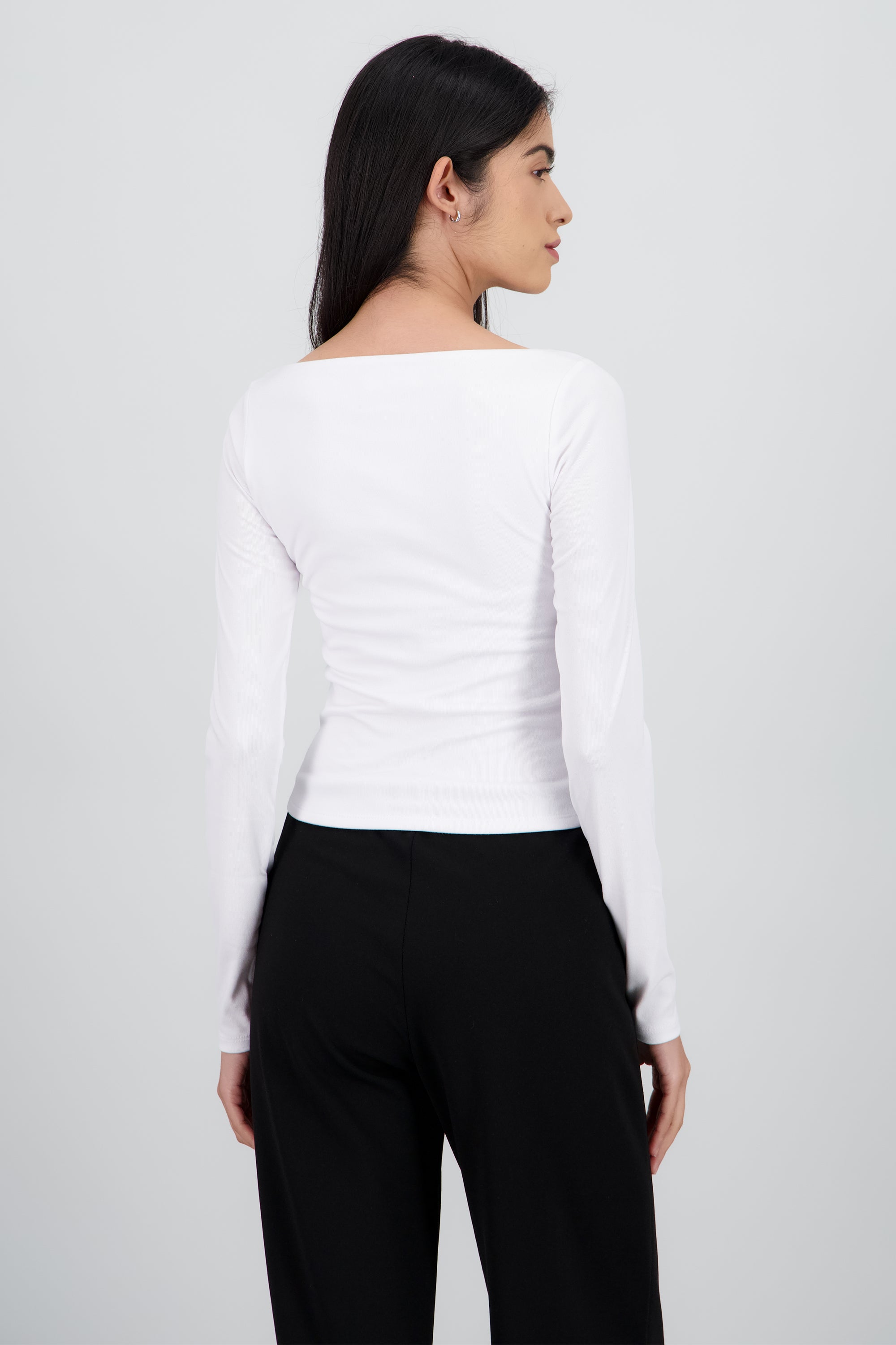 Top escote barco manga larga BLANCO