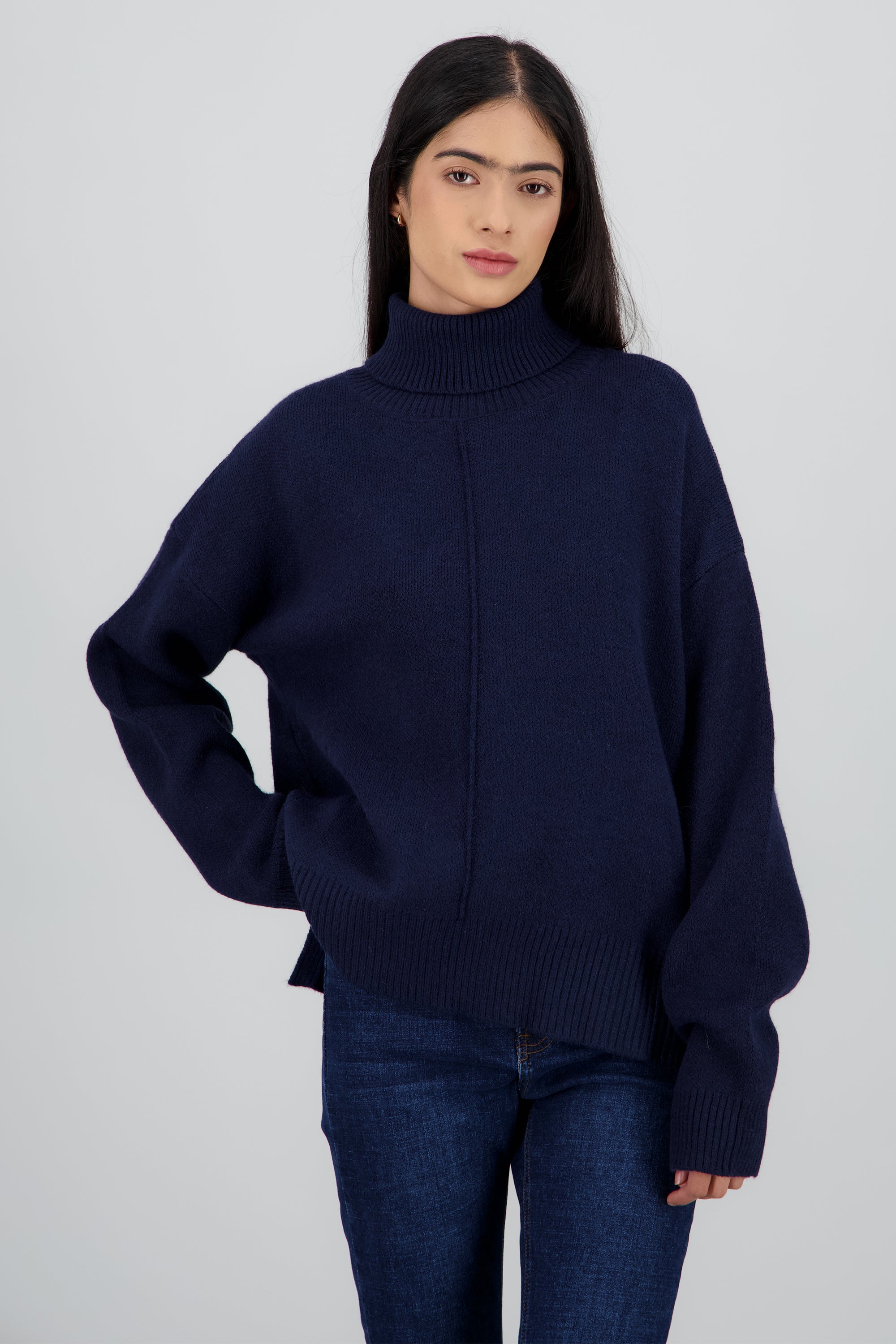 Sueter tejido cuello alto MARINO