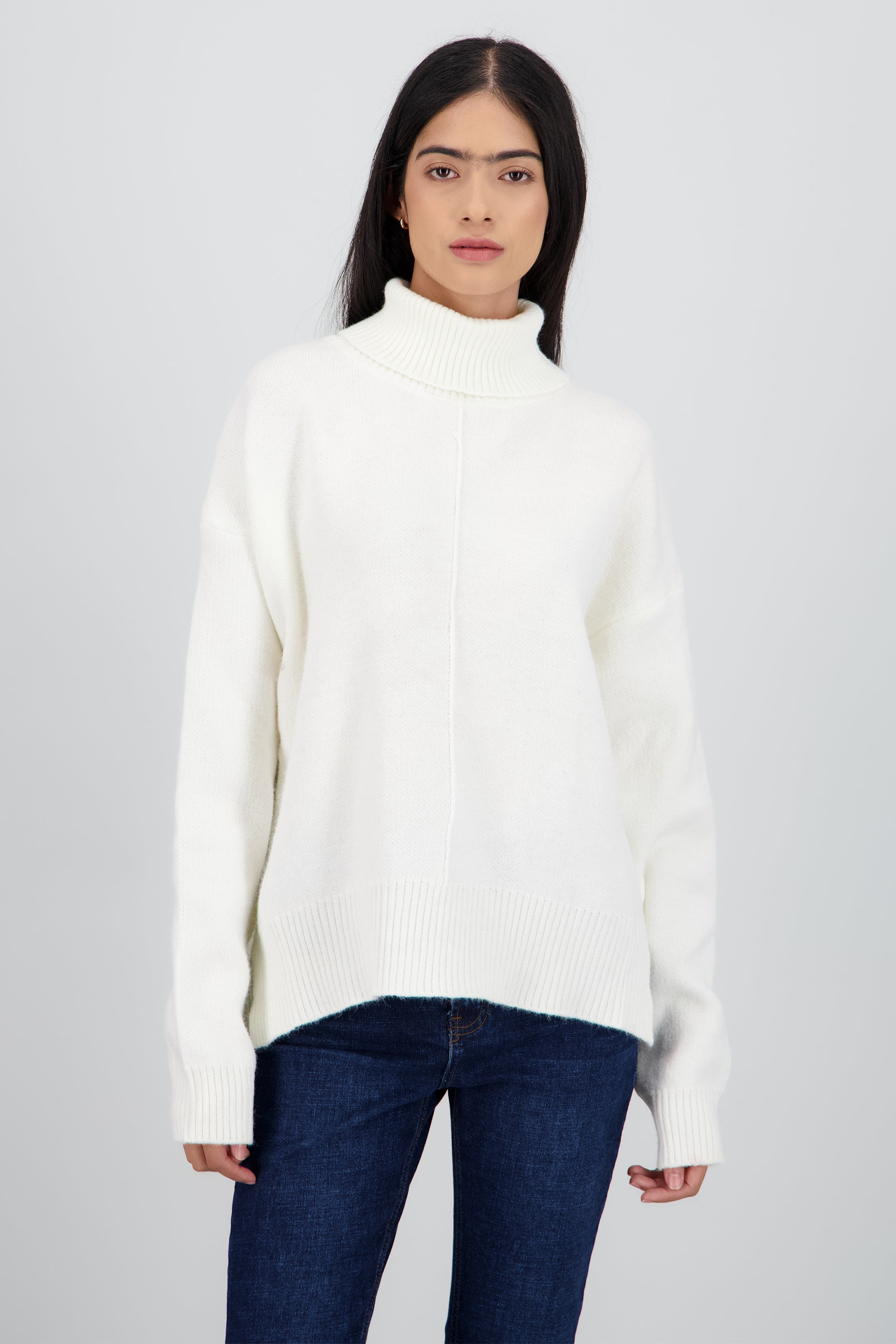 Sueter tejido cuello alto HUESO